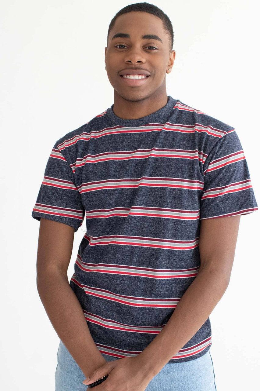 Marled Navy Striped T-Shirt Product Image