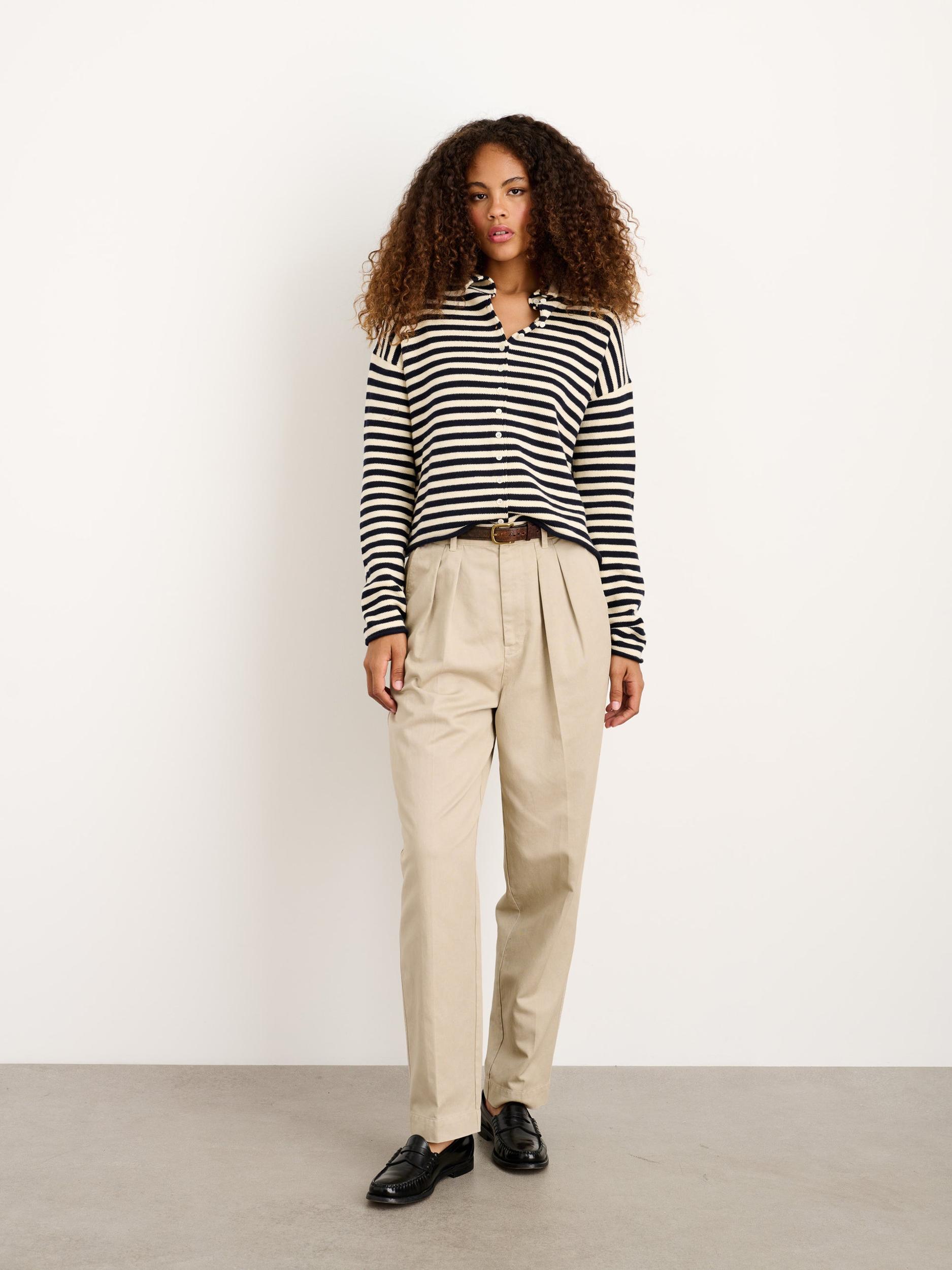 Taylor Striped Cardigan In Cotton Cashmere Product Image