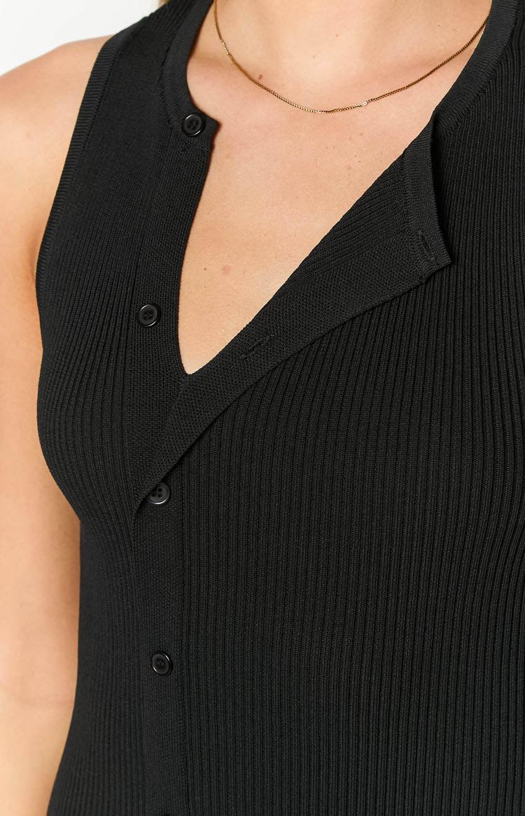 Lumi Black Button Up Mini Dress Product Image