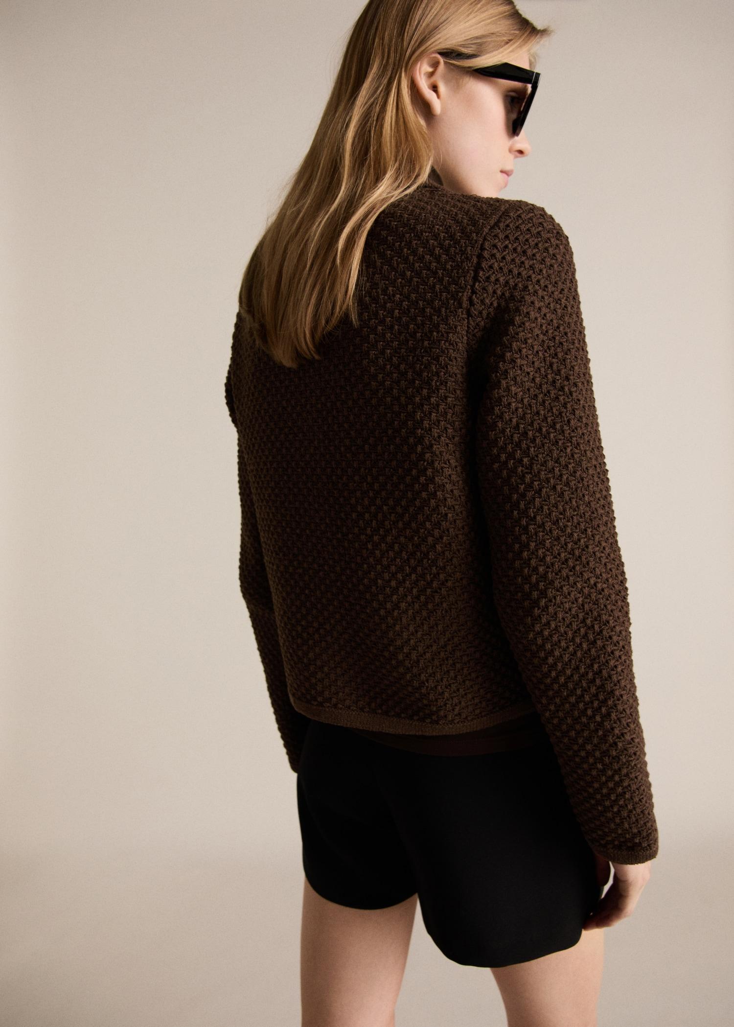 Polo-neck knitted jacket - Women | MANGO USA Product Image