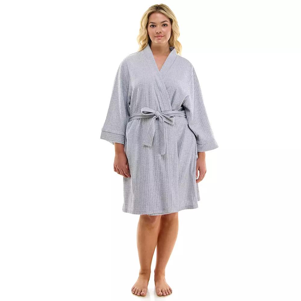 Plus Size Croft & Barrow® Kimono Robe, Women's, Size: 2XL, Grey Grey Product Image
