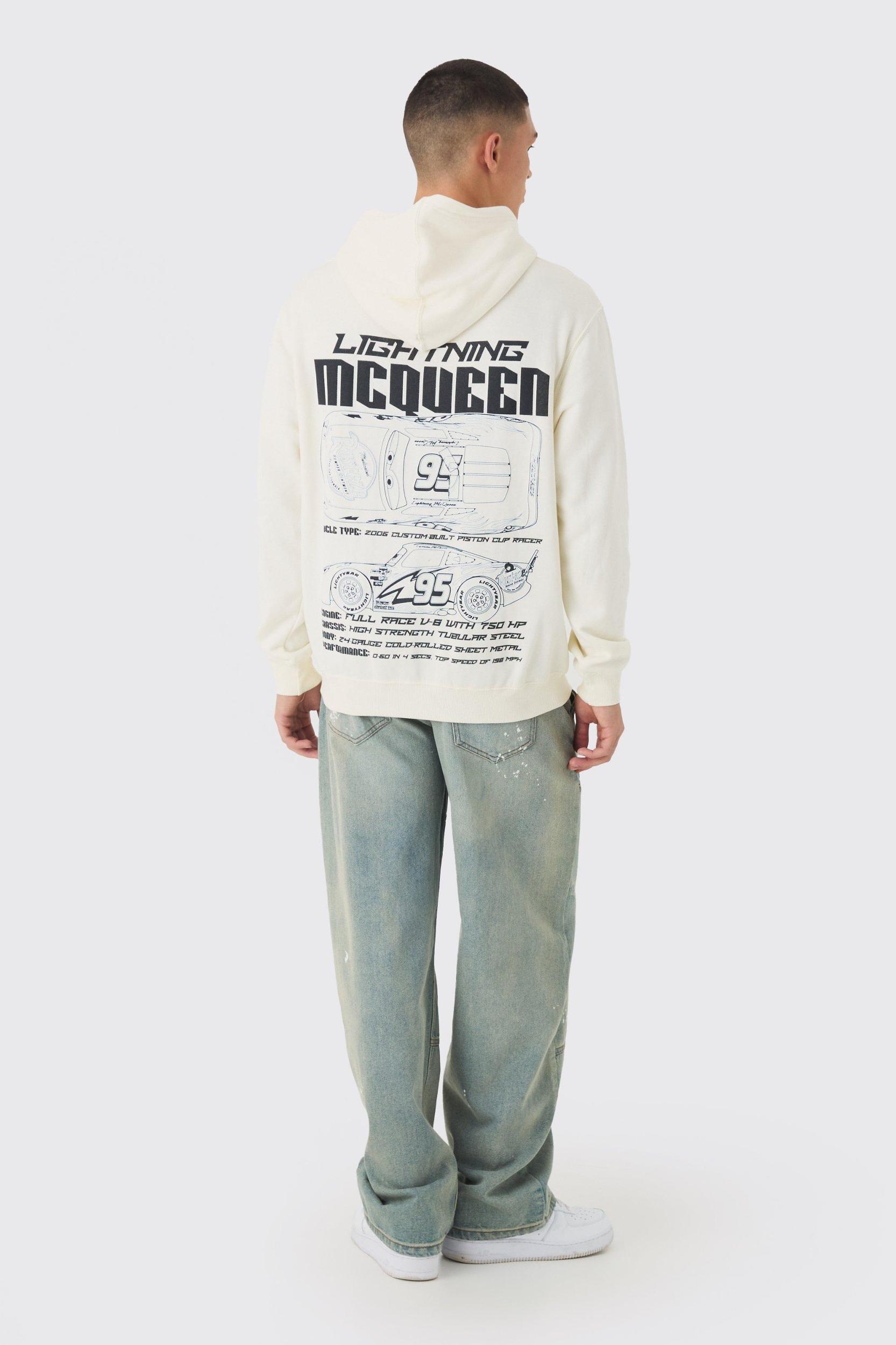 Oversized Lightning McQueen Pixar Cars License Print Hoodie | boohooMAN USA Product Image