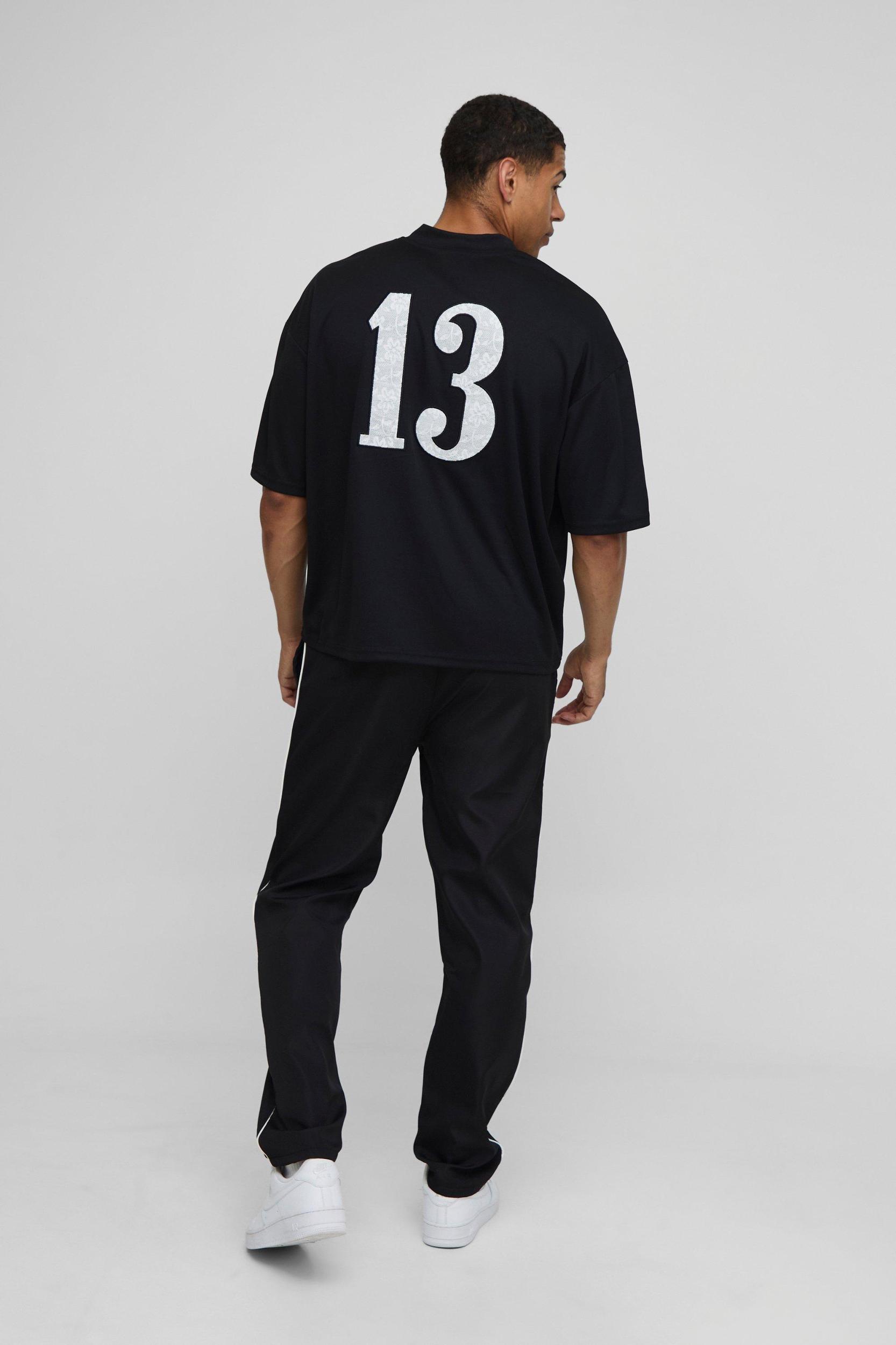 Elasticated Waist Straight Fit Dropped Crotch Pipping Trousers | boohooMAN USA Product Image