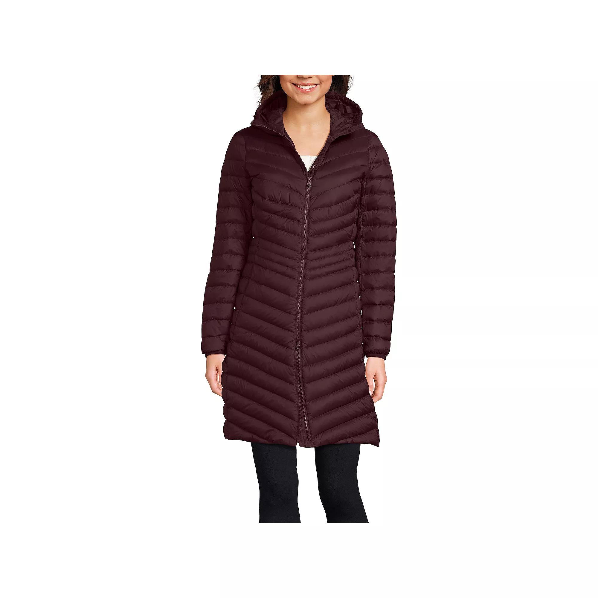Petite Lands' End Hood Wanderweight Ultralight Down Long Packable Coat, Women's,  Product Image