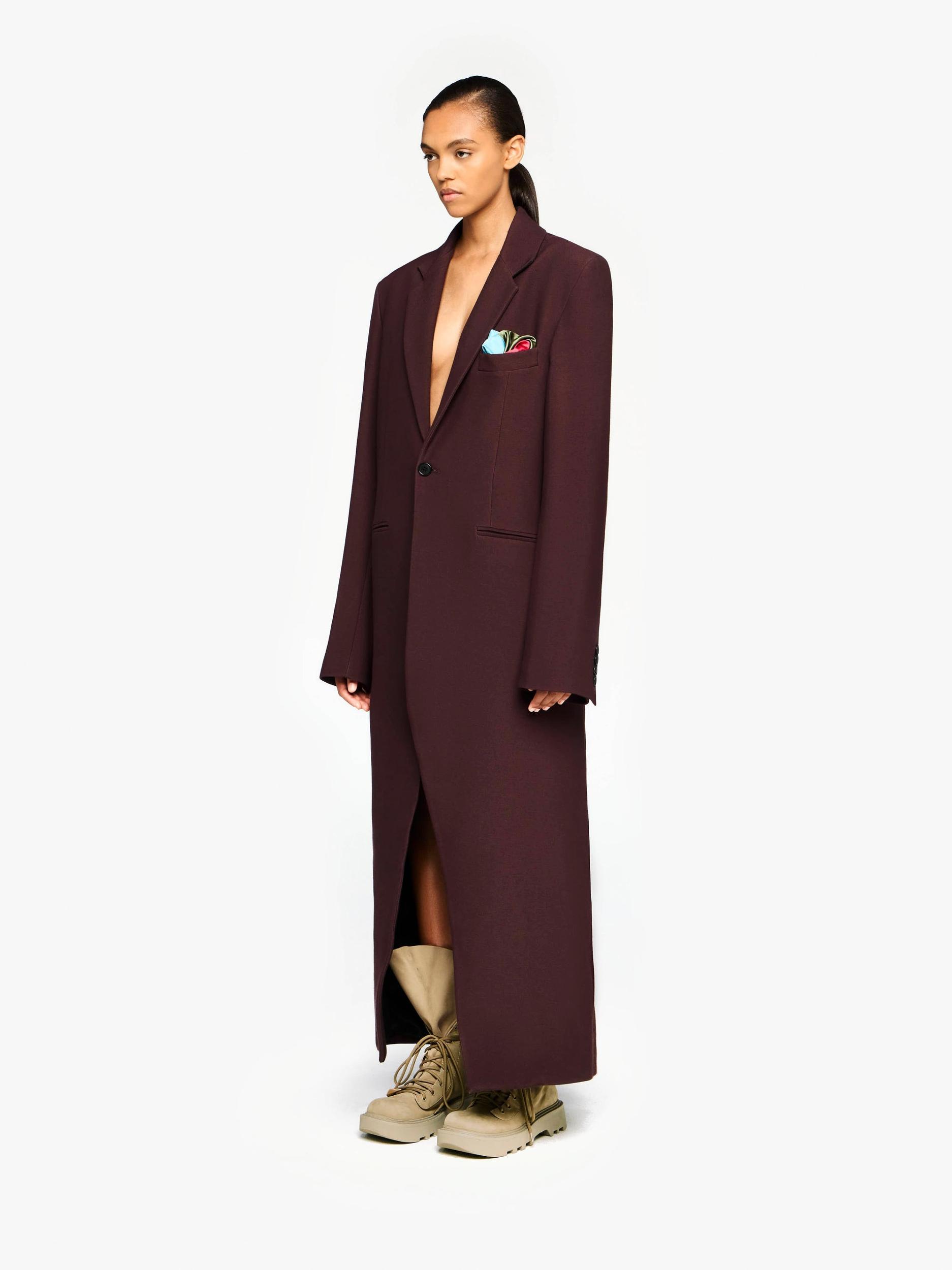 LONG COAT WITH SATIN HANDKERCHIEF Product Image