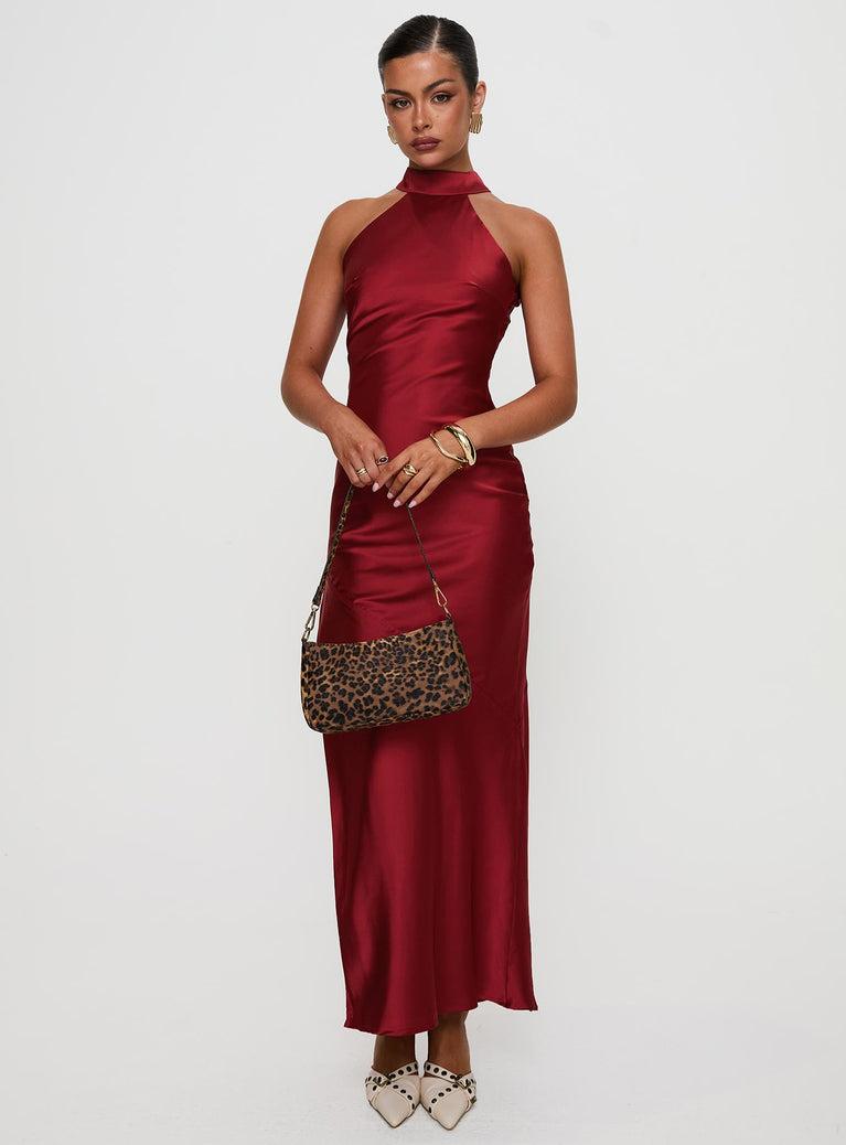 Mordecai Halter Maxi Dress Burgundy Product Image
