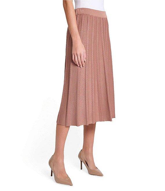 MISOOK Braided Texture Knit Pull-On Flare Midi Skirt Product Image