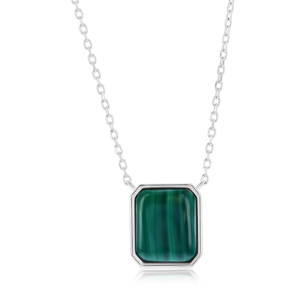 Nautica Rocks Sterling Silver Malachite & Lapis Oval Stud Pendant Necklace, Women's,  Product Image