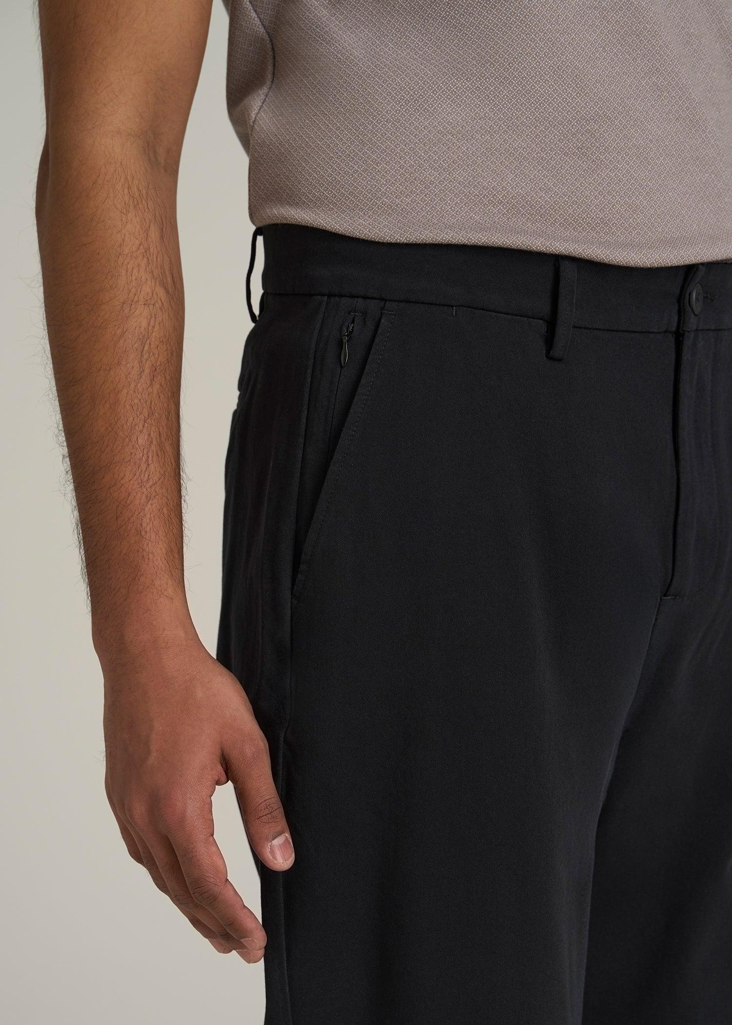 4 Way Stretch Commuter RELAXED Chino Pants for Tall Men in Black Male Product Image