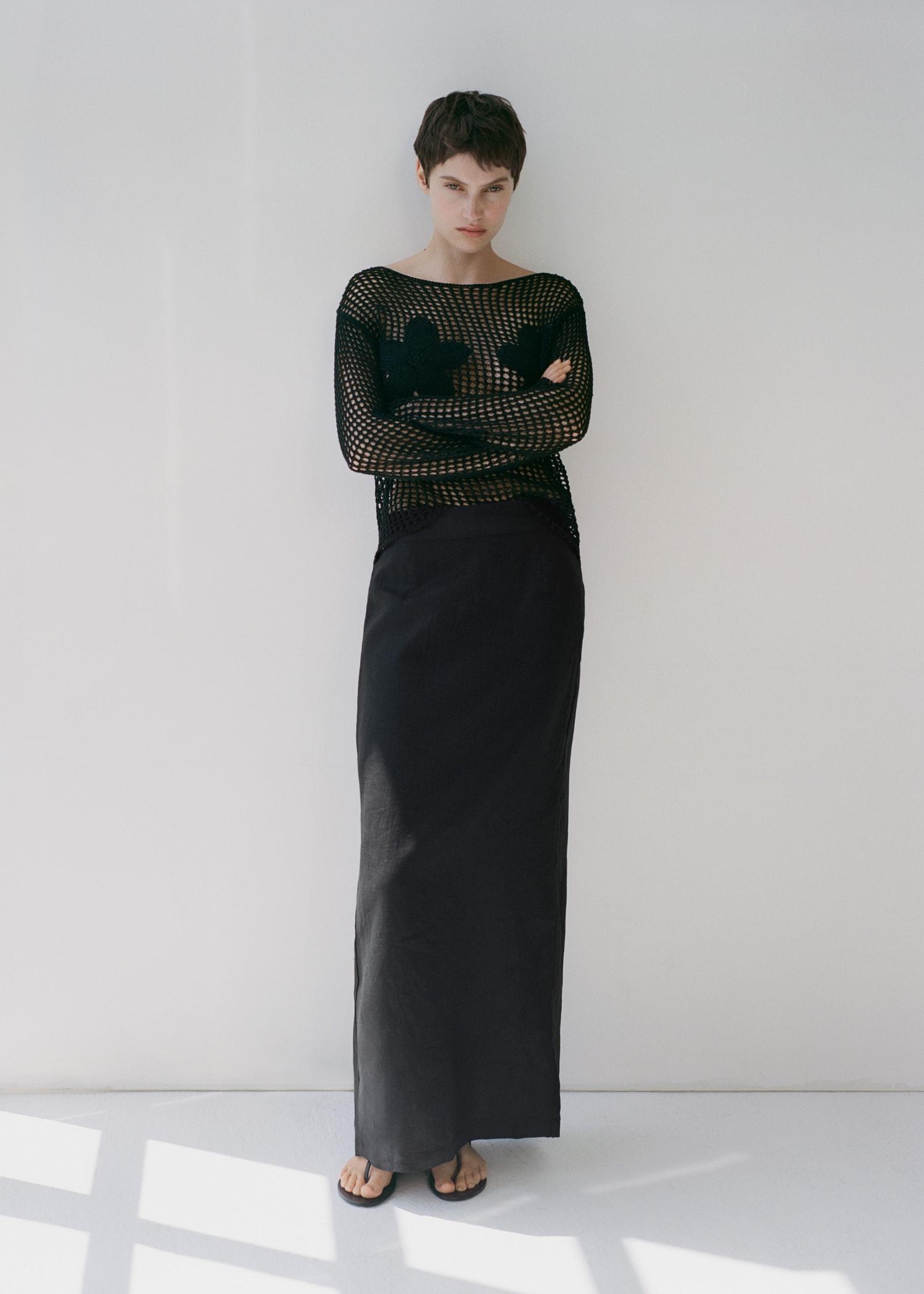 Linen pencil skirt - Women | MANGO USA Product Image