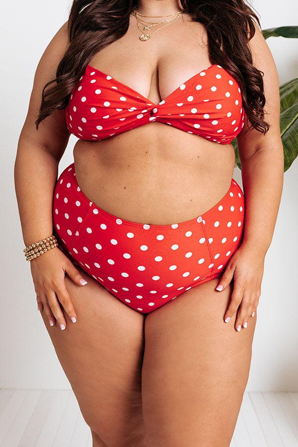 Tanning In Tulum Polka Dot Bikini Top in Red Product Image