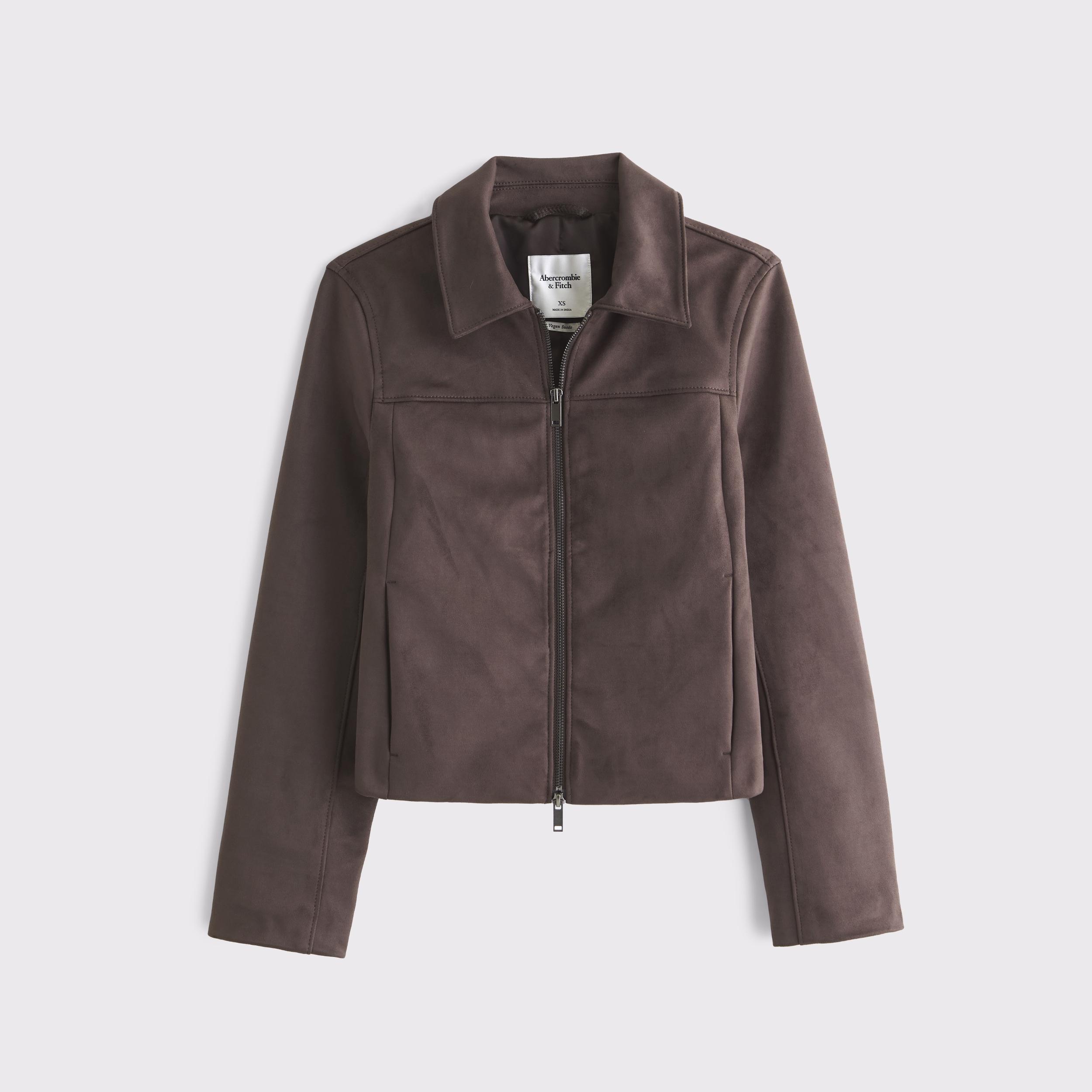 Slim Zip Vegan Suede Jacket Product Image