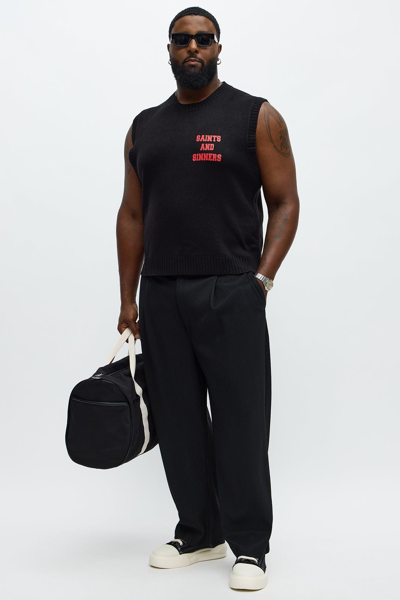 Show Up Straight Pleated Trousers - Black Male Product Image
