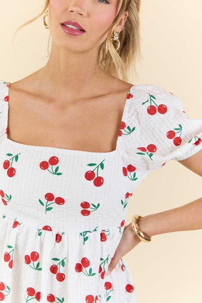 One Day At A Time Cherry Print Mini Dress FINAL SALE Product Image