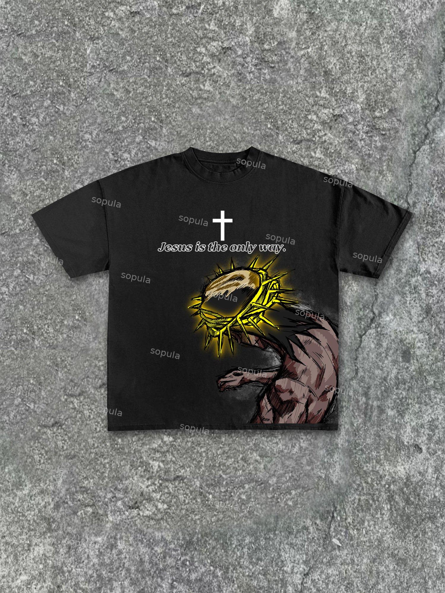 Jesus Is The Only Way Graphic Cotton T-shirt Product Image