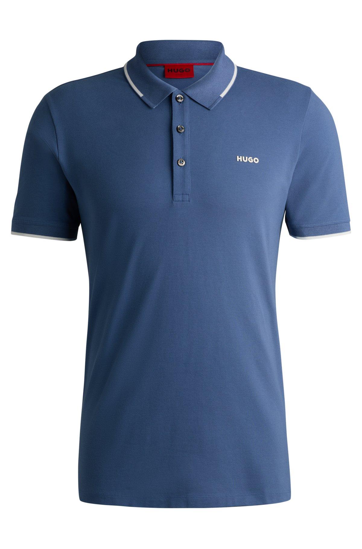 Stretch-cotton slim-fit polo shirt with printed logo Product Image