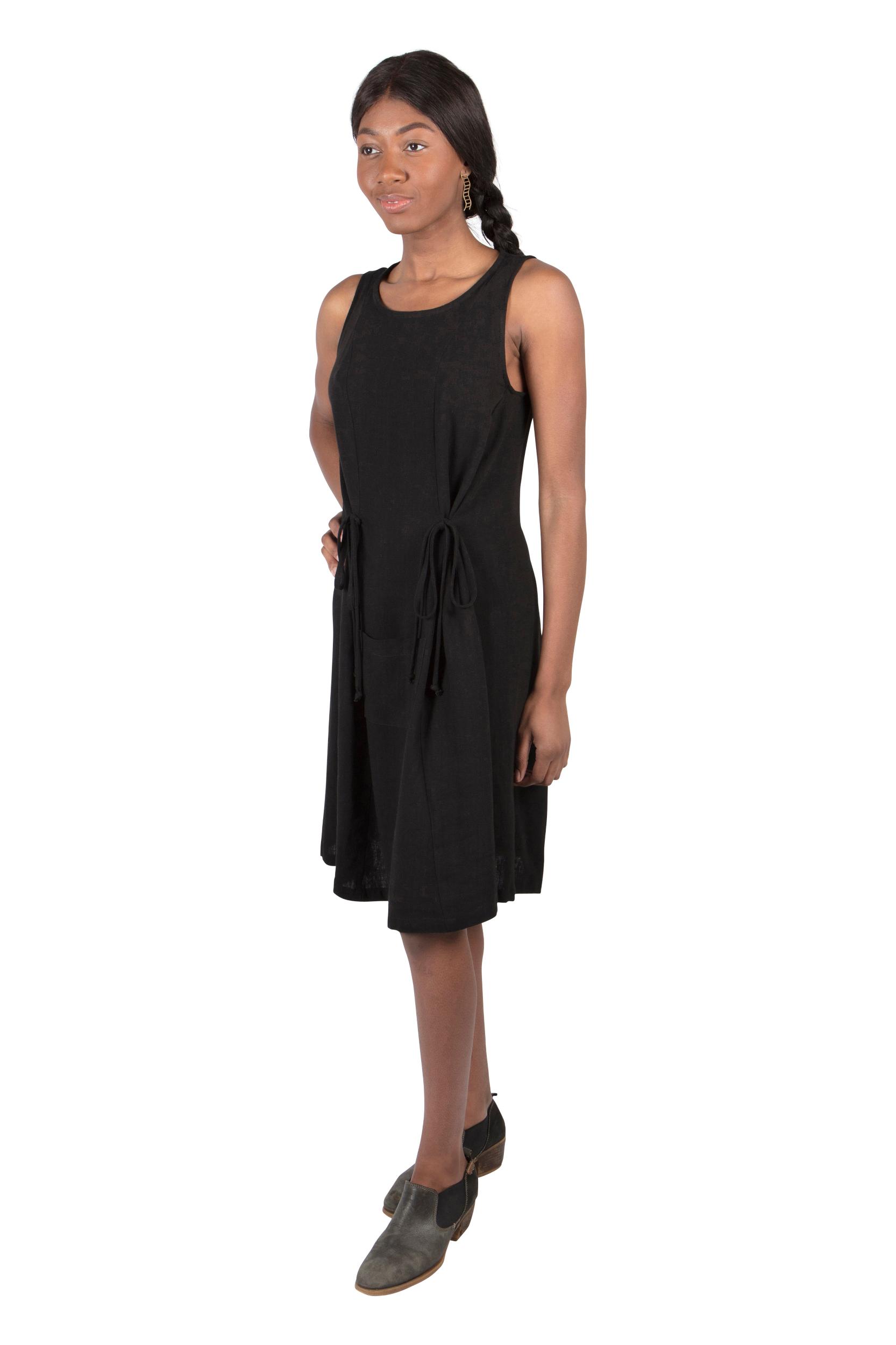 Tia Dress in Black Linen Product Image