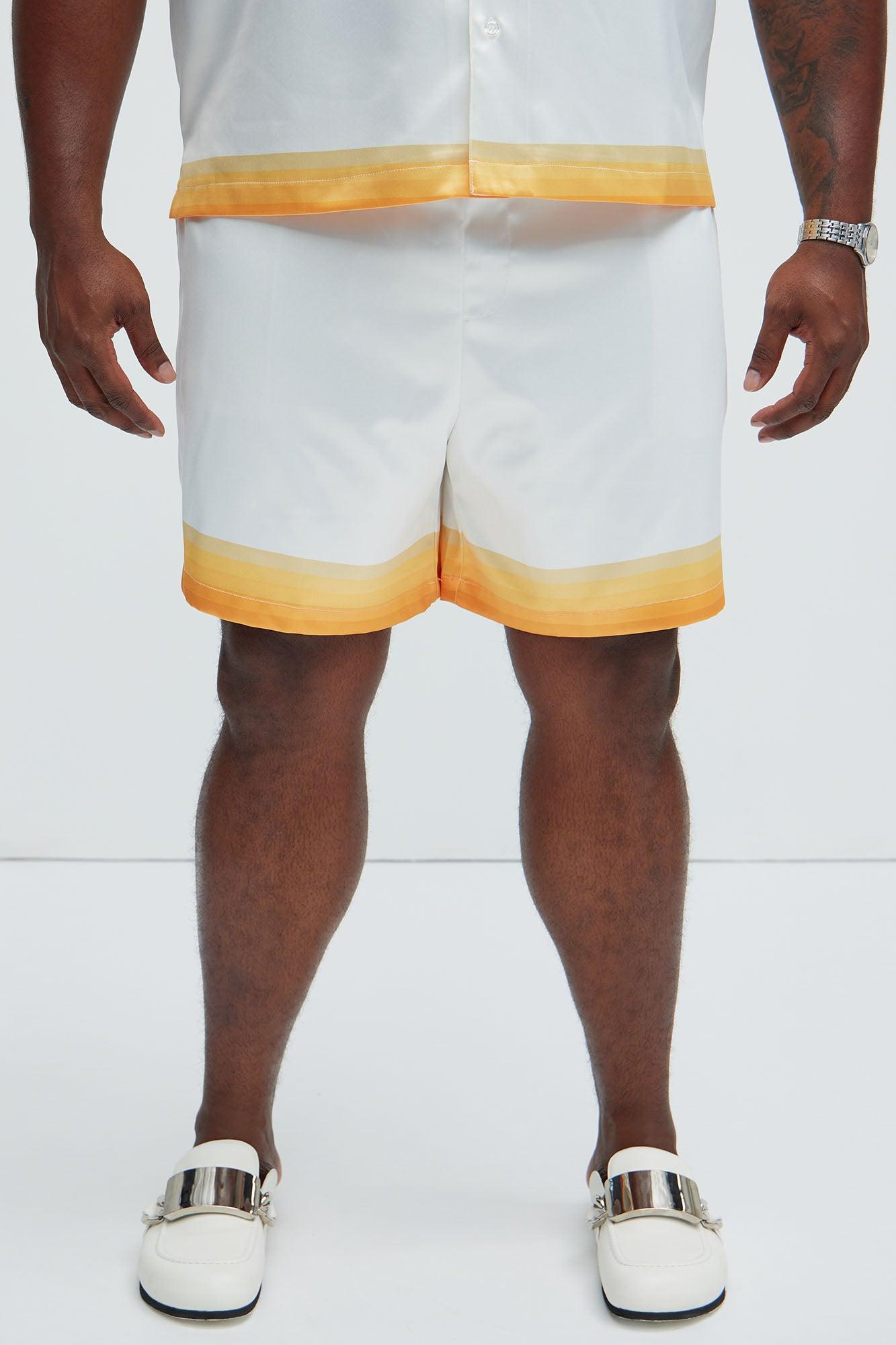 Dale Printed Stripes Shorts - White/combo Product Image