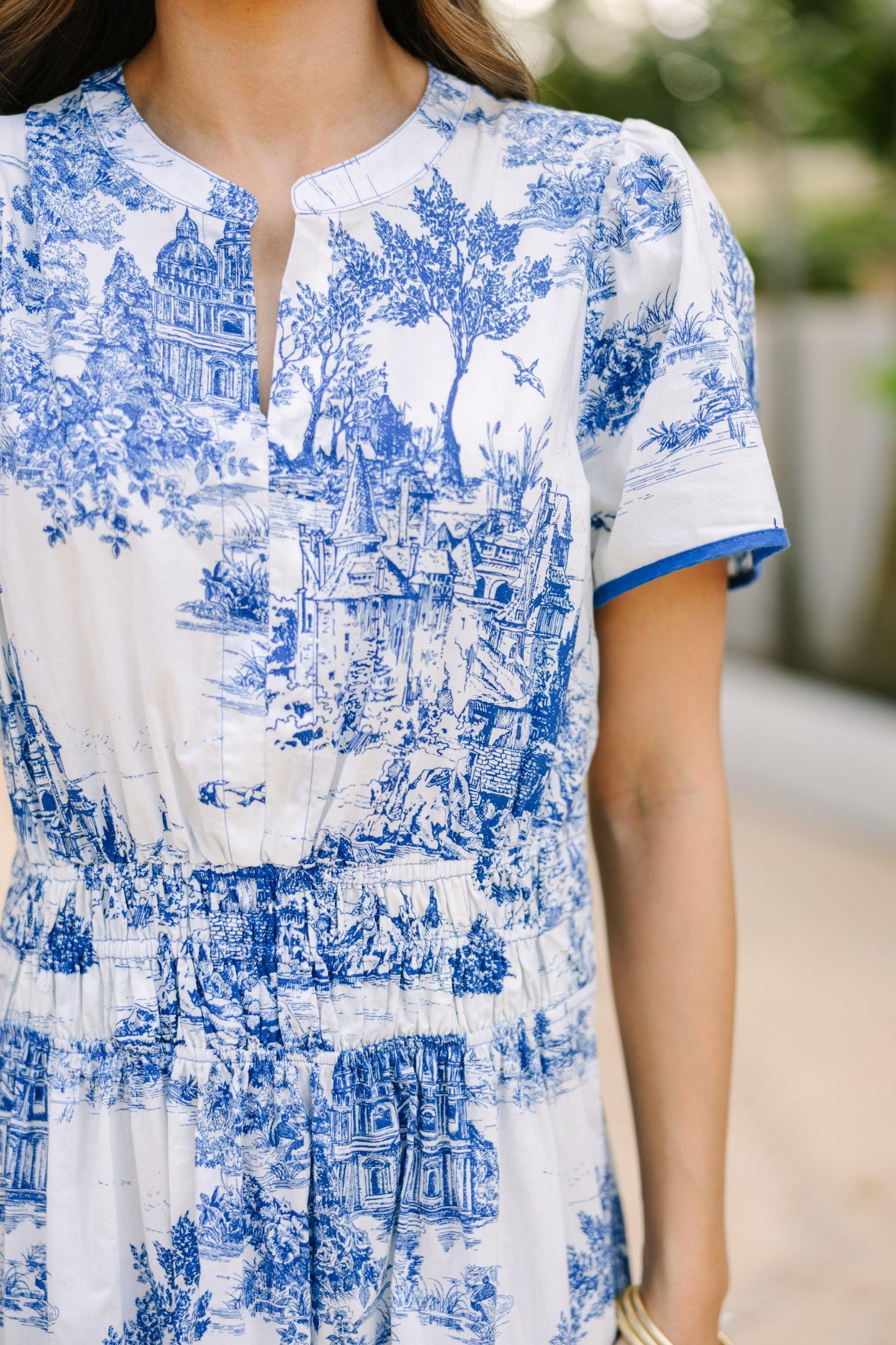 Share Your Happiness Blue Toile Maxi Dress Female Product Image