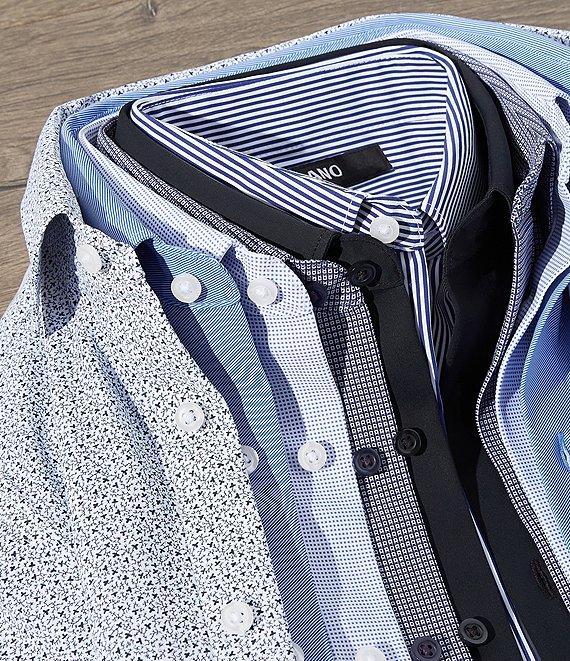 Murano Slim Fit Non-Iron Point Collar Bengal Striped Knit Dress Shirt Product Image