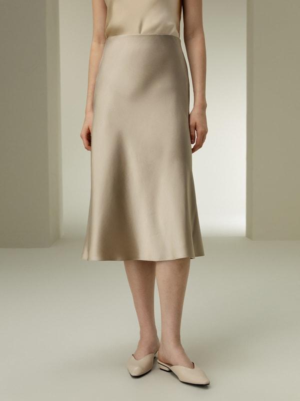 Bias-cut Silk Midi Skirt Product Image