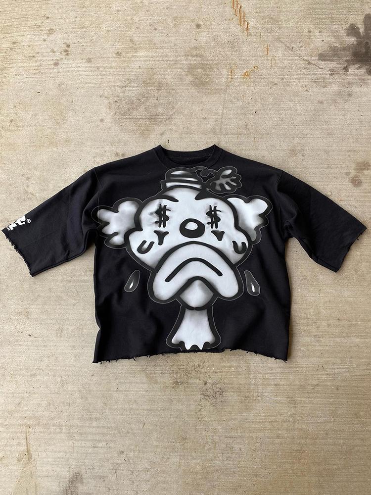 Sopula Clown Graphic Print Cotton Crop T-Shirt Product Image