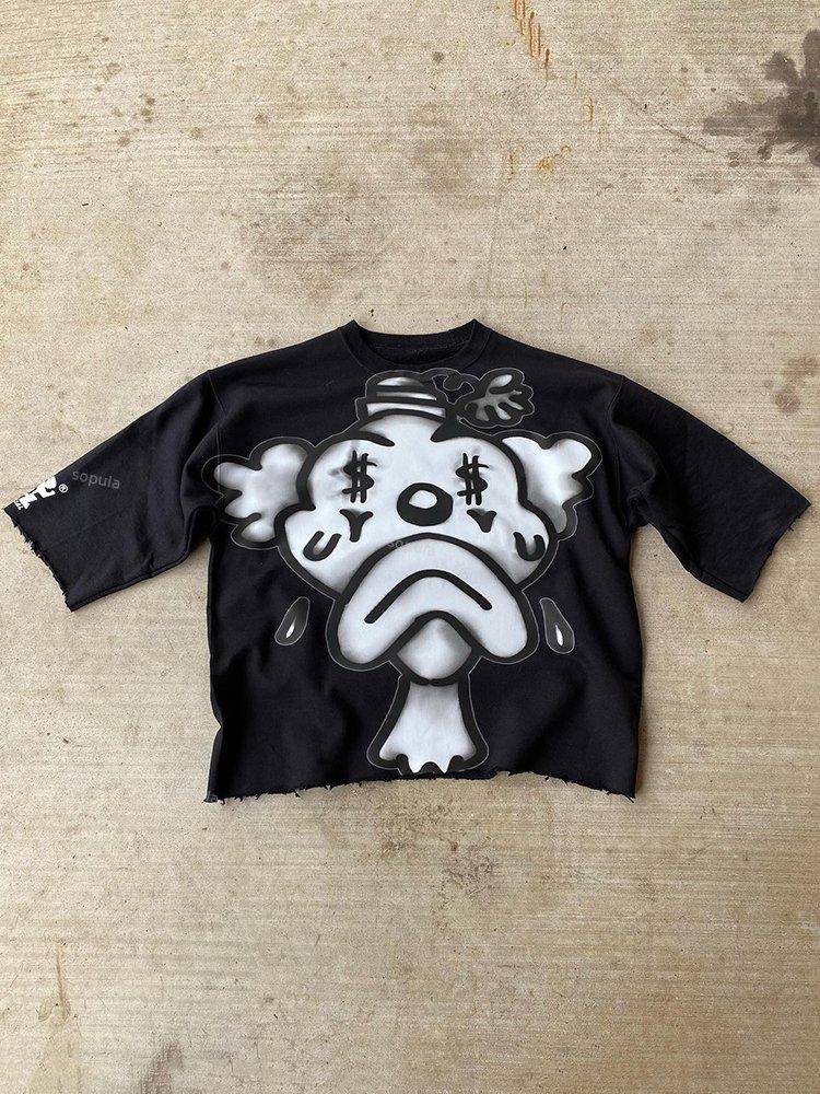 Sopula Clown Graphic Print Cotton Crop T-Shirt Product Image