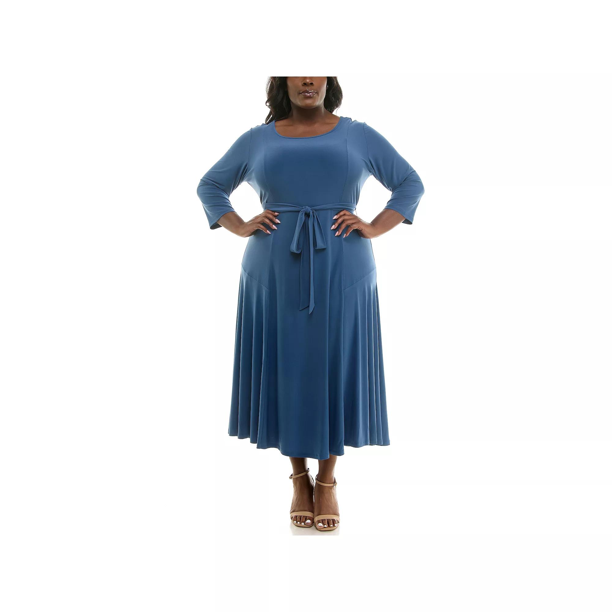 Plus Size Nina Leonard Sylvia Midi Dress, Women's, Size: 2XL, Blue Moon Product Image