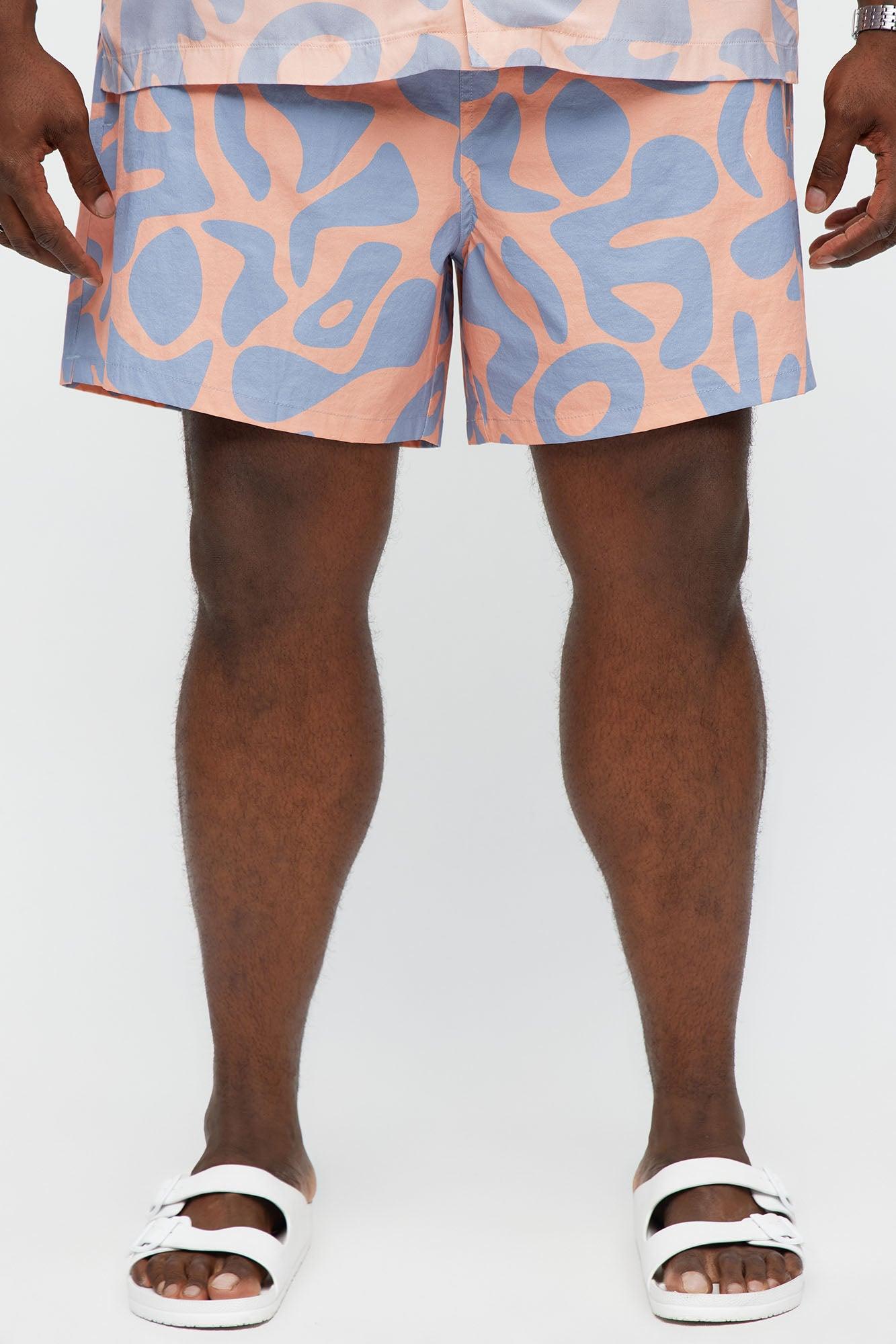 Chateau Abstract Printed Swim Mid Trunk - Pink/combo Male Product Image