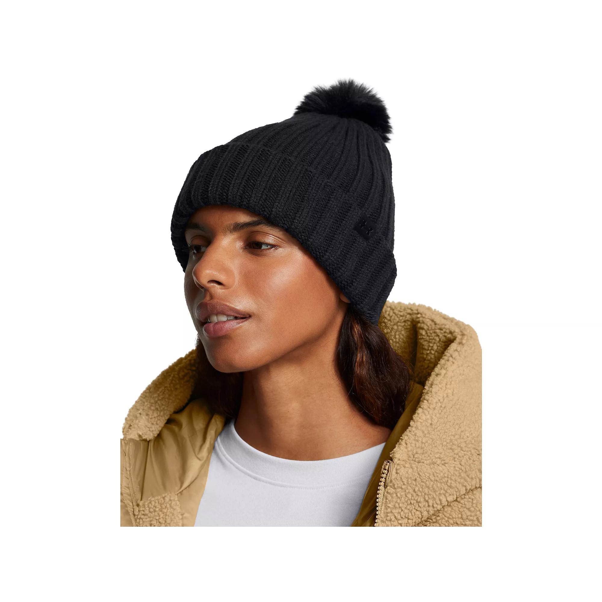 Women's Under Armour Halftime Pompom Beanie, Black Product Image