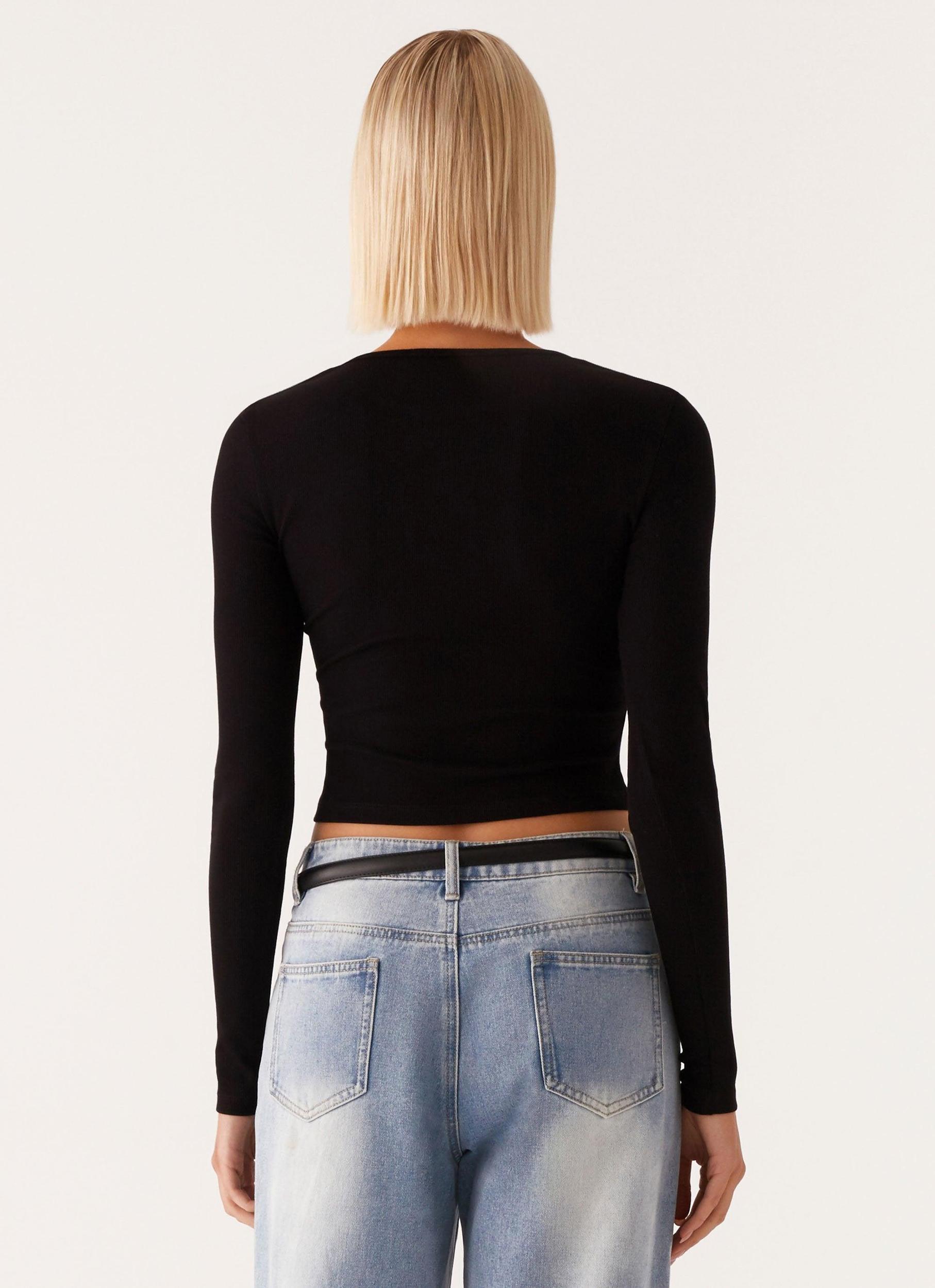 Signature Monogram Long Sleeve Tee - Black Product Image