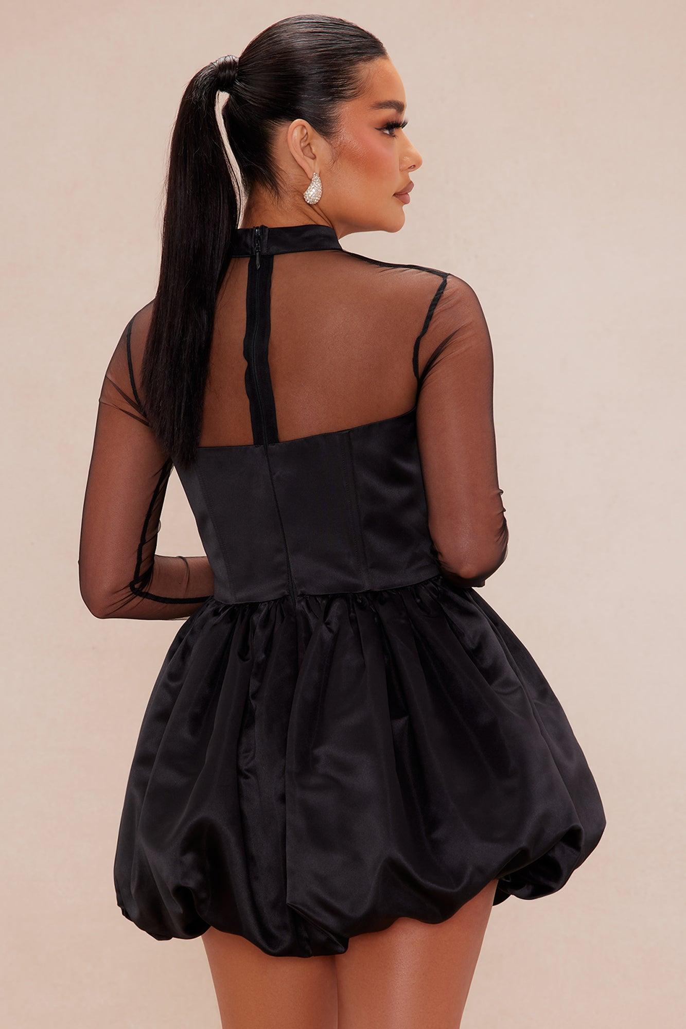 Selma Satin Mini Dress - Black Product Image