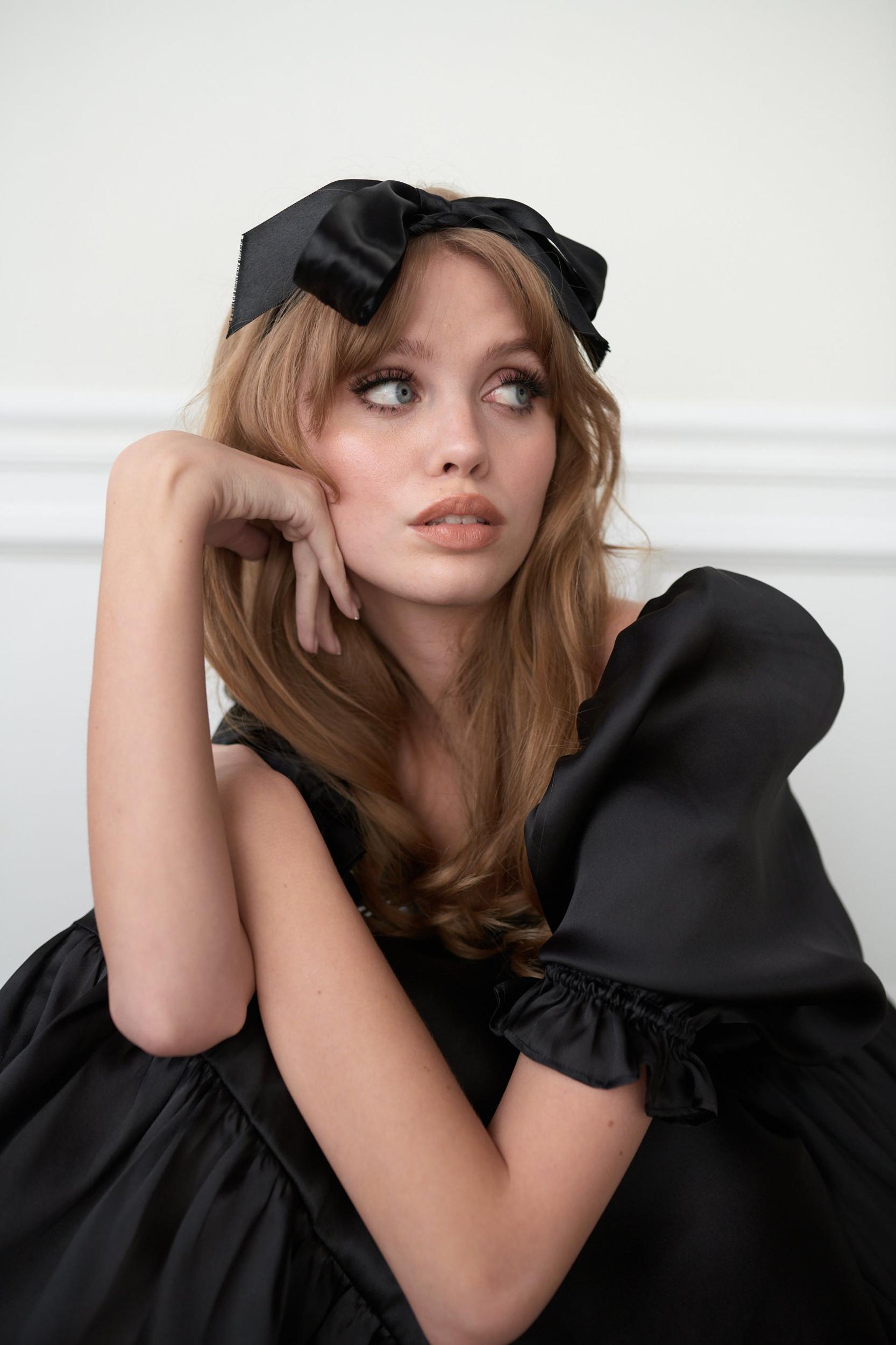 The Caviar Silk Satin Organza French Puff Dress Product Image
