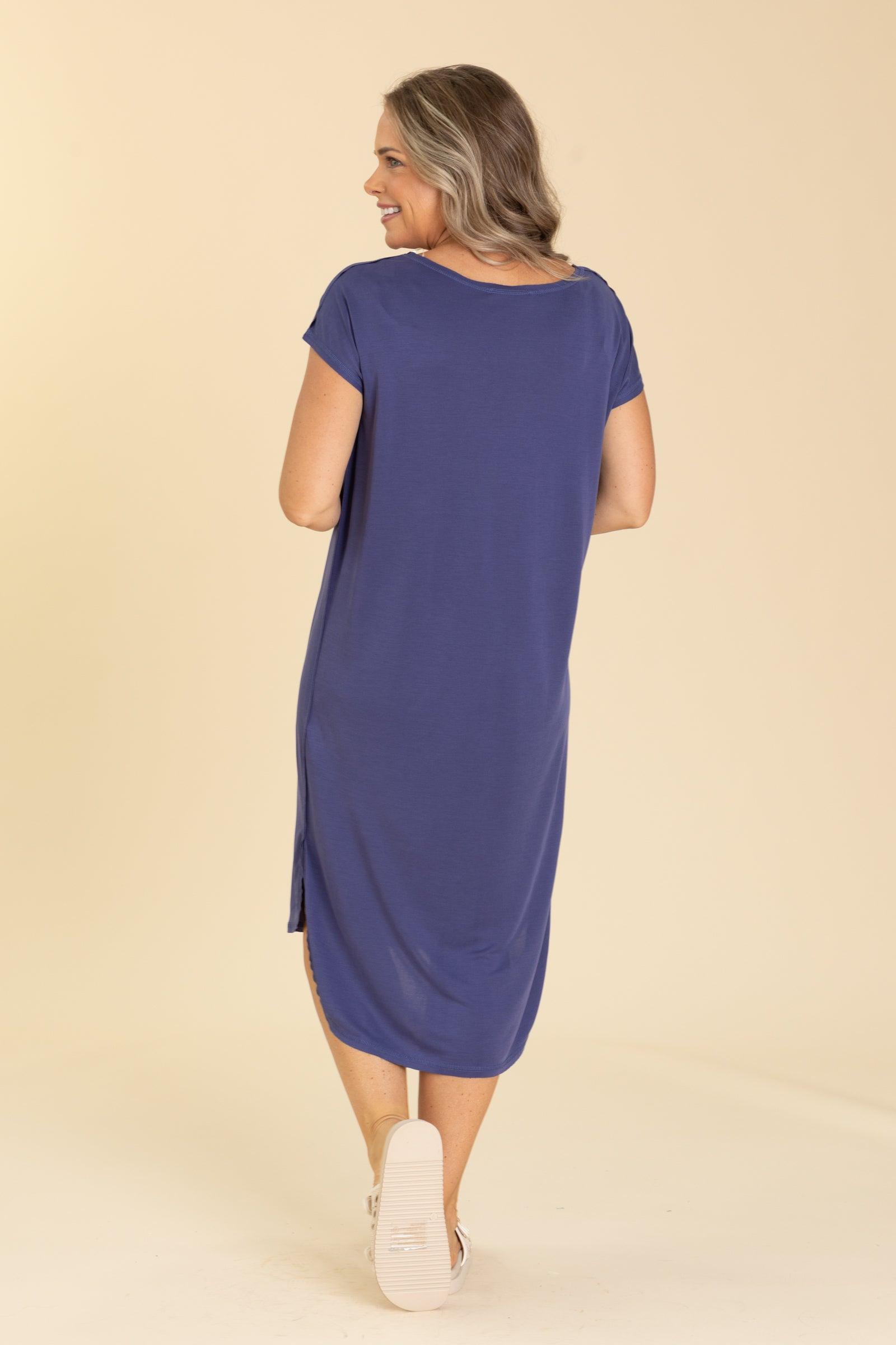 Tee Shirt Soft Knit High Low Round Hem Dress Product Image