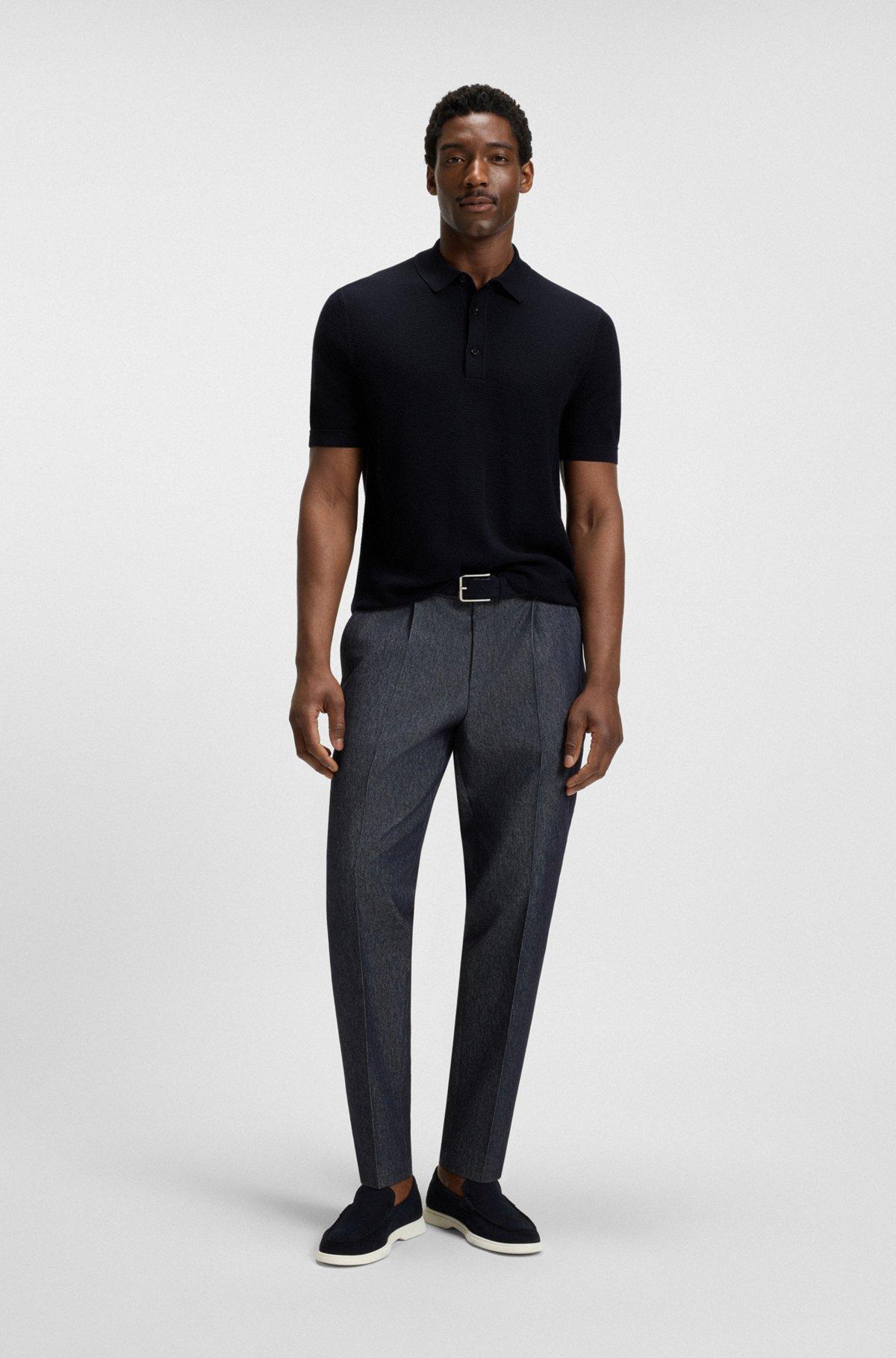 BOSS - Regular-fit knit polo blended with cotton - Dark Blue Product Image