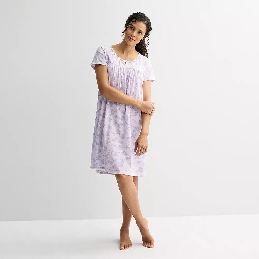 Petite Croft & Barrow® Knit Sleep Gown, Women's, Size: XL Petite, Purple Shell Product Image