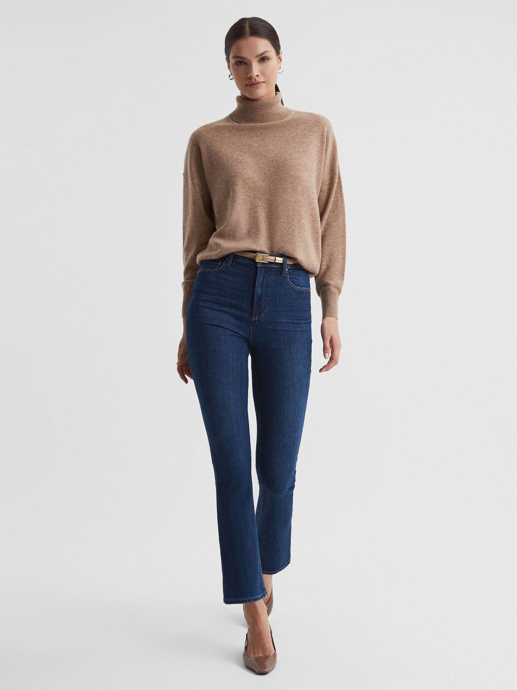 Paige High Rise Flared Jeans in Timeless Blue Product Image