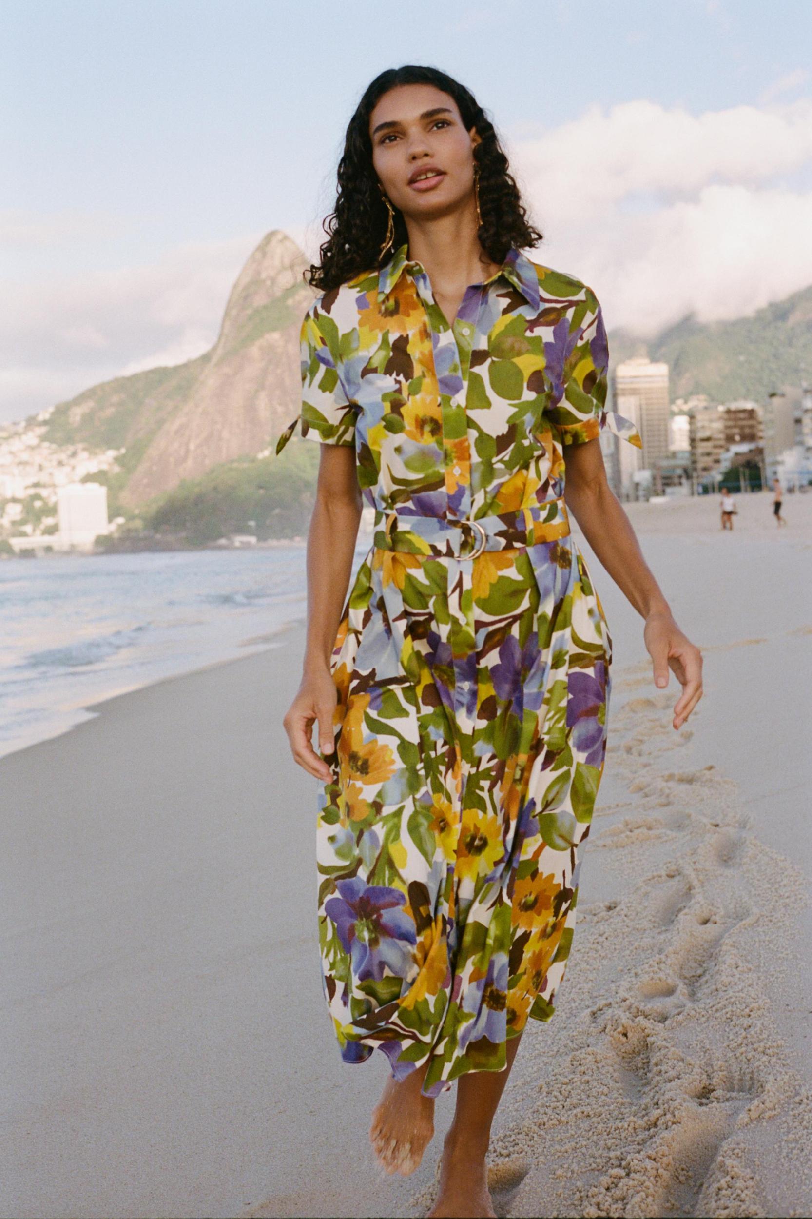 PRINTED POPLIN MIDI DRESS Product Image