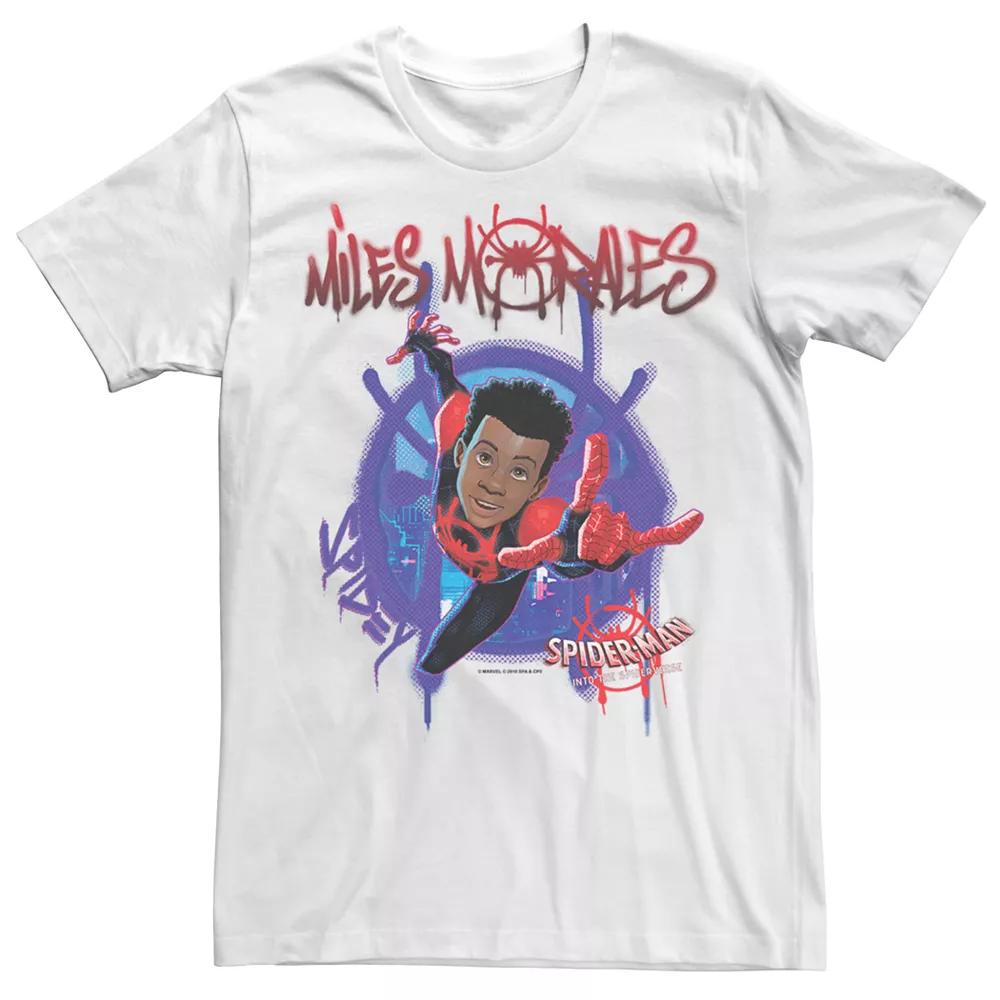 Men's Marvel Spider-Verse Painted Morales Spider-Man Short Sleeve Graphic Tee, Size: XL, White Product Image