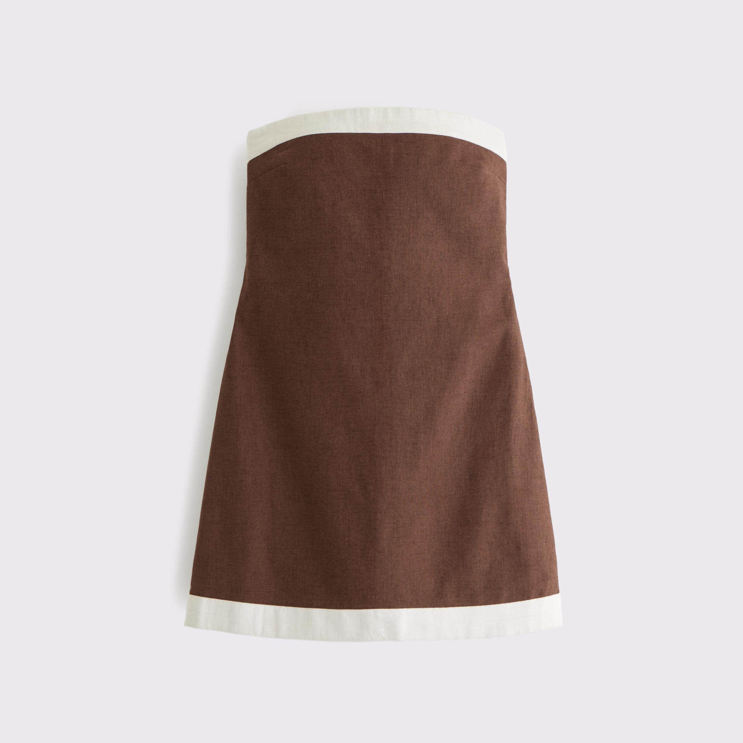 The A&F Scarlett Strapless Linen-Blend Skort Product Image