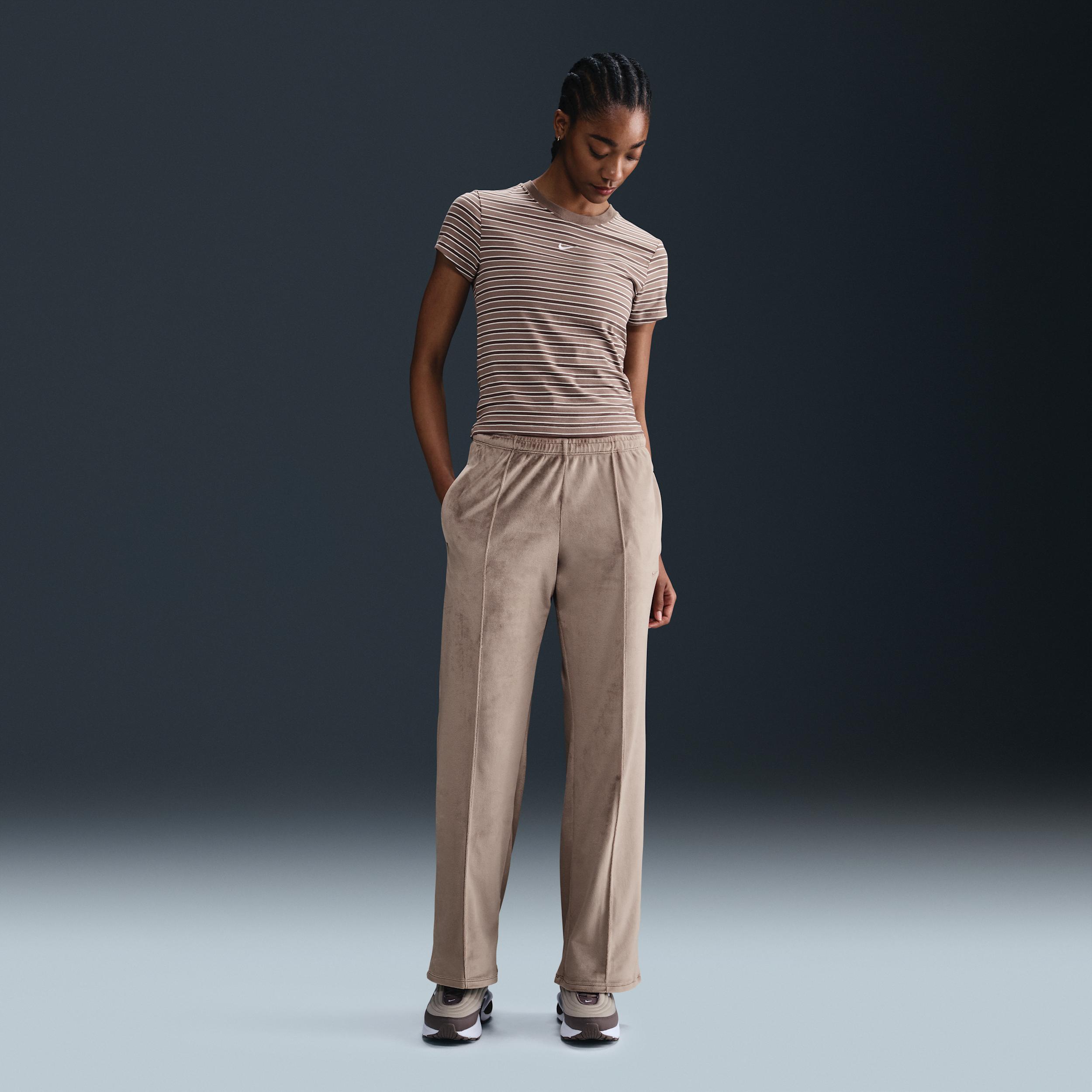 Womens Nike Sportswear Chill Knit Mid-Rise Velour Pants | HJ0922-233 Product Image