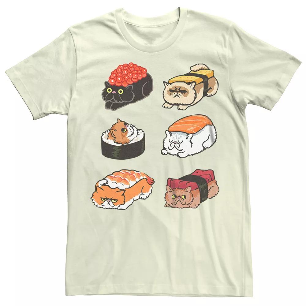 Men's Sushi Persian Cats Graphic Tee, Size: XXL, Light Blue Product Image