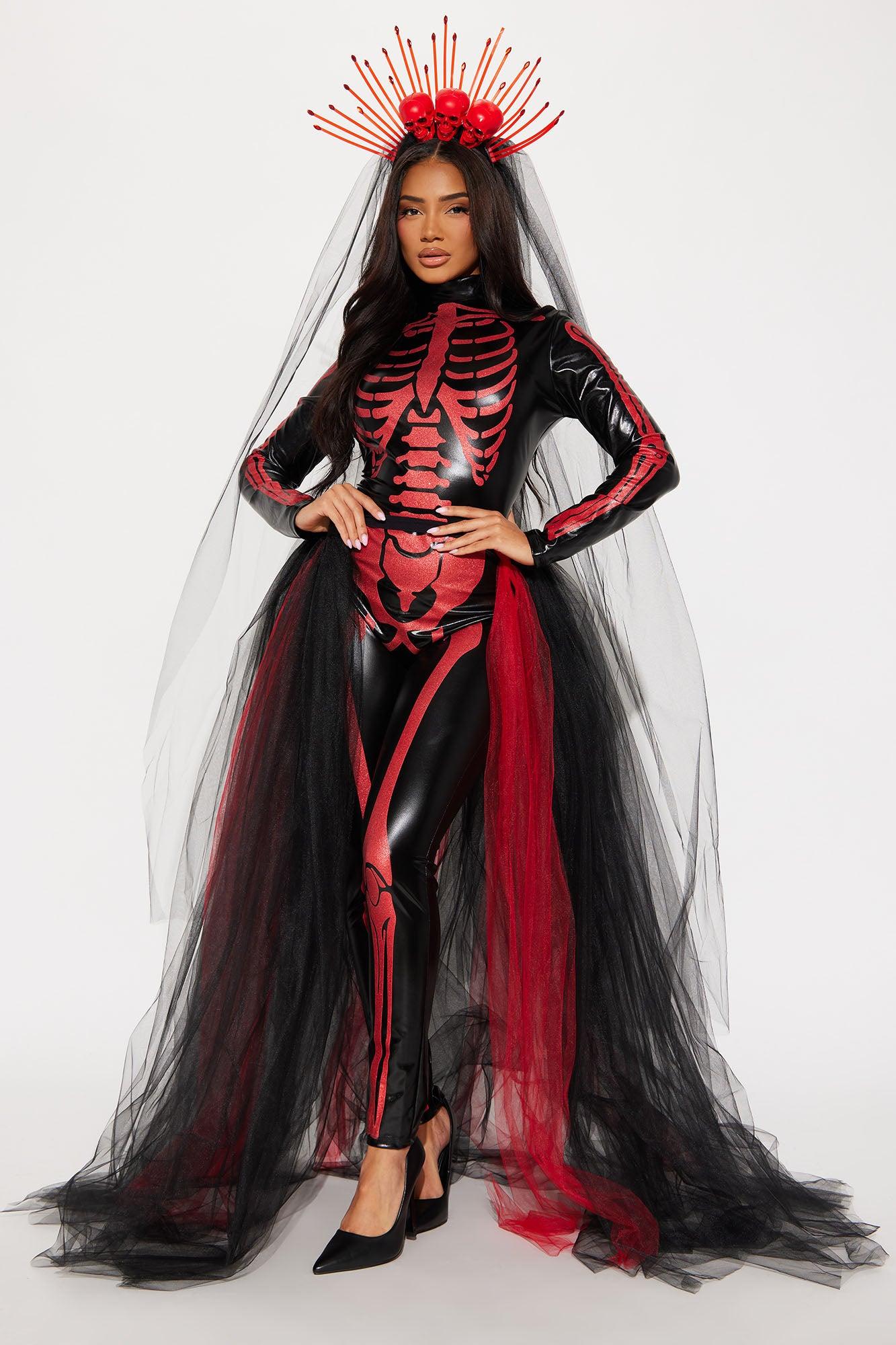 Queen Of Death 3 Piece Costume Set - Black/Red Product Image