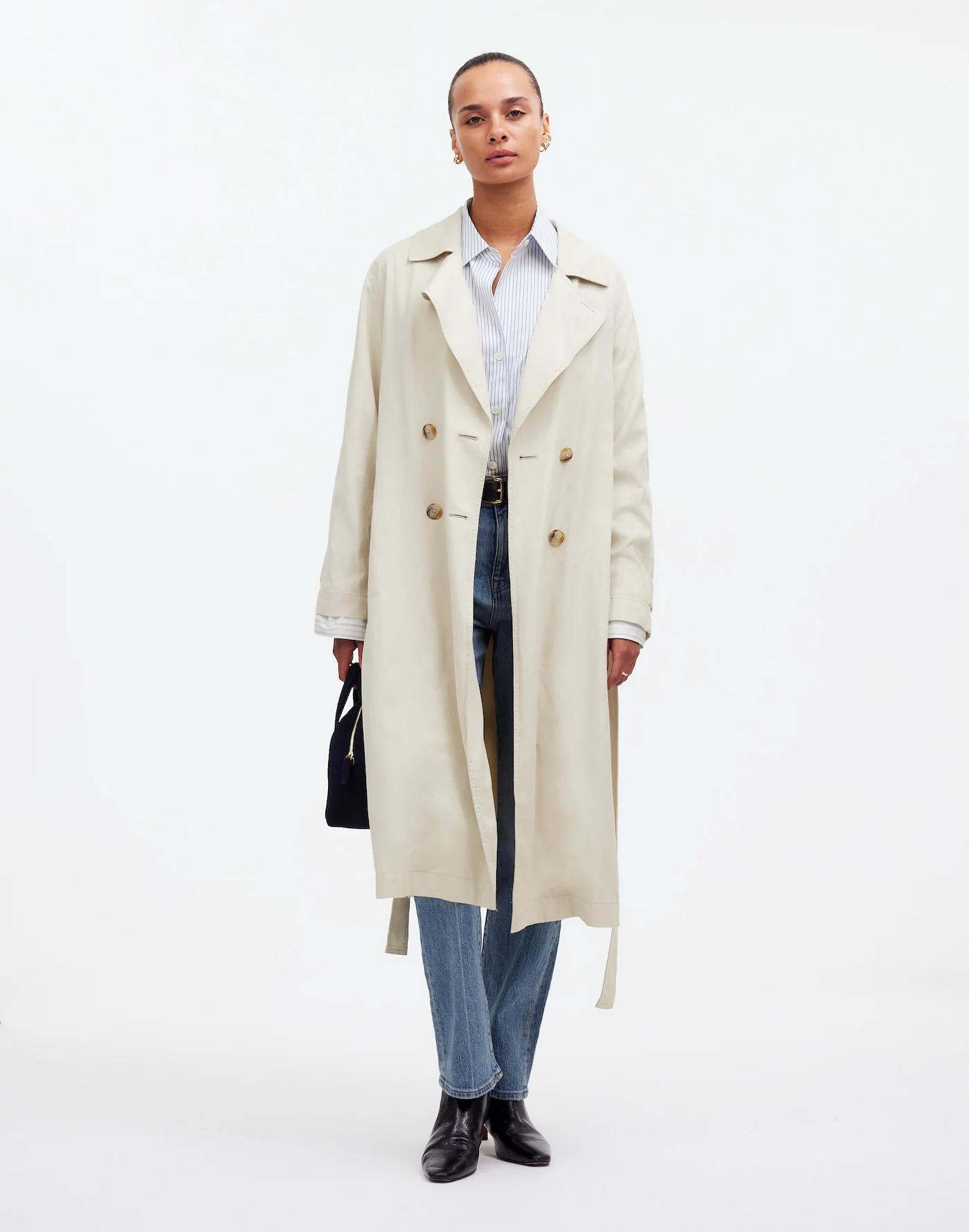 Belted Trench Coat in Drapey Twill Product Image