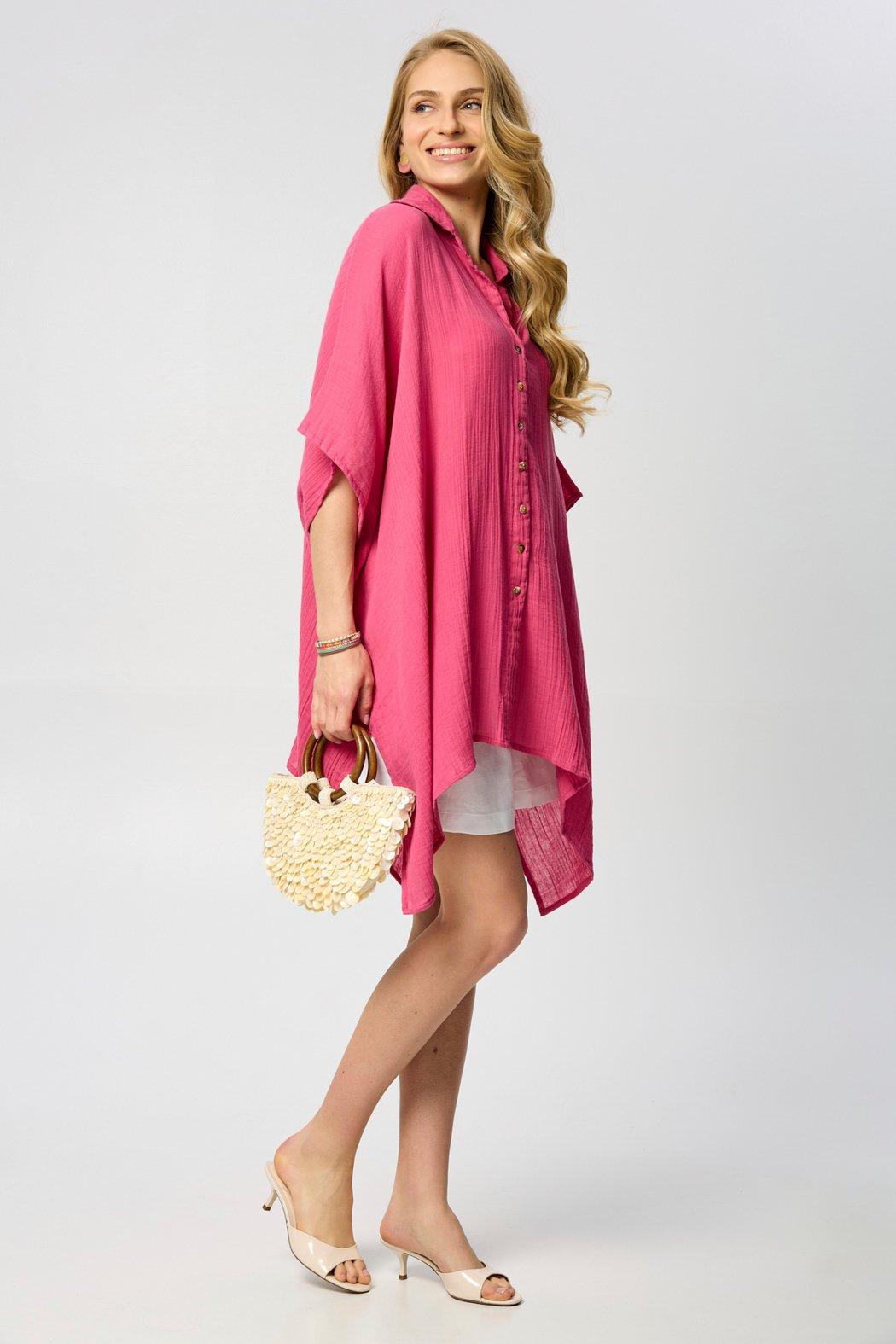 Oversized Textured Cotton Shirt Product Image