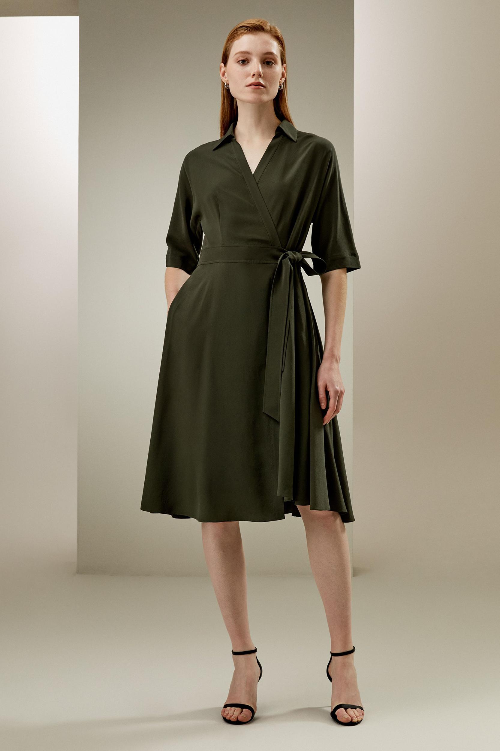 Front Tie Wrap Dress Product Image
