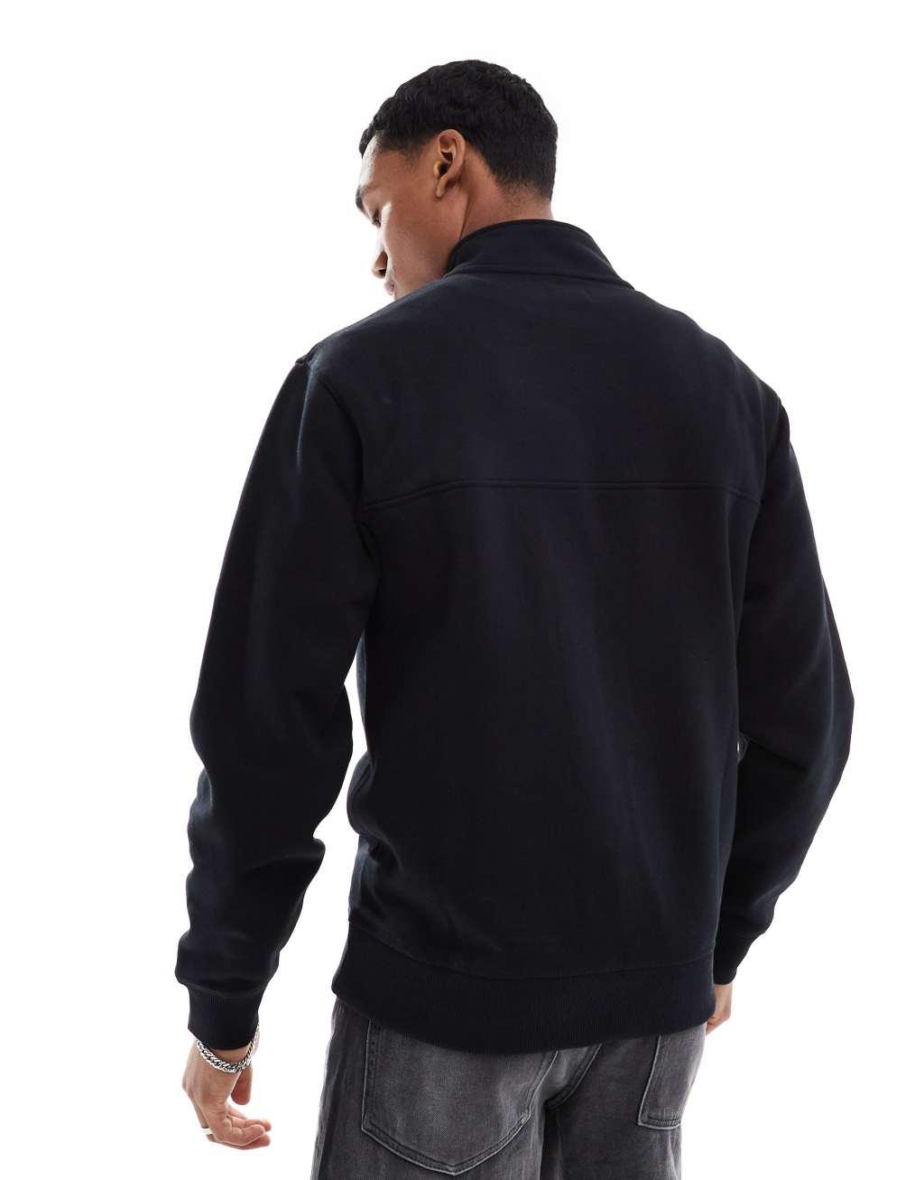 River Island essential half zip sweatshirt in black Product Image