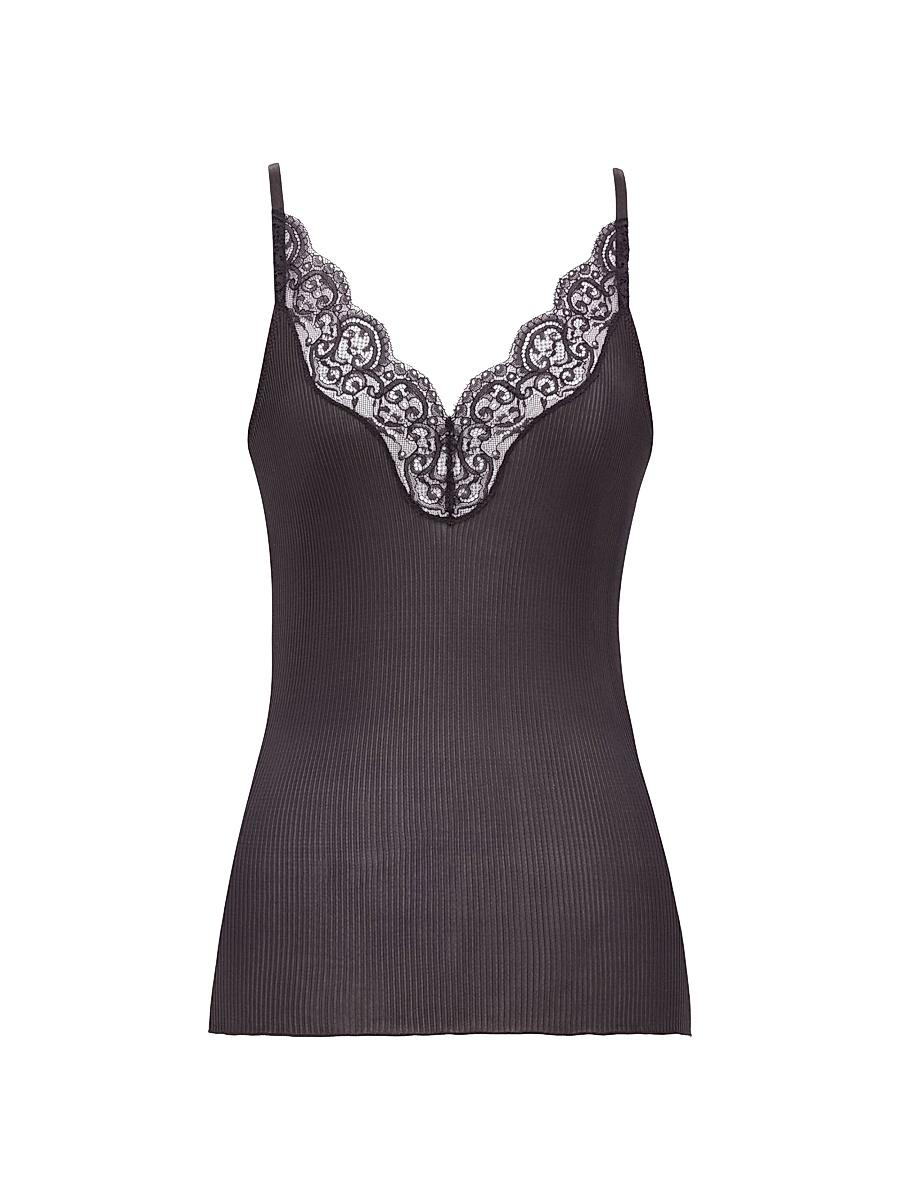 Womens Laced Tank Top in Ribbed Silk Jersey Product Image