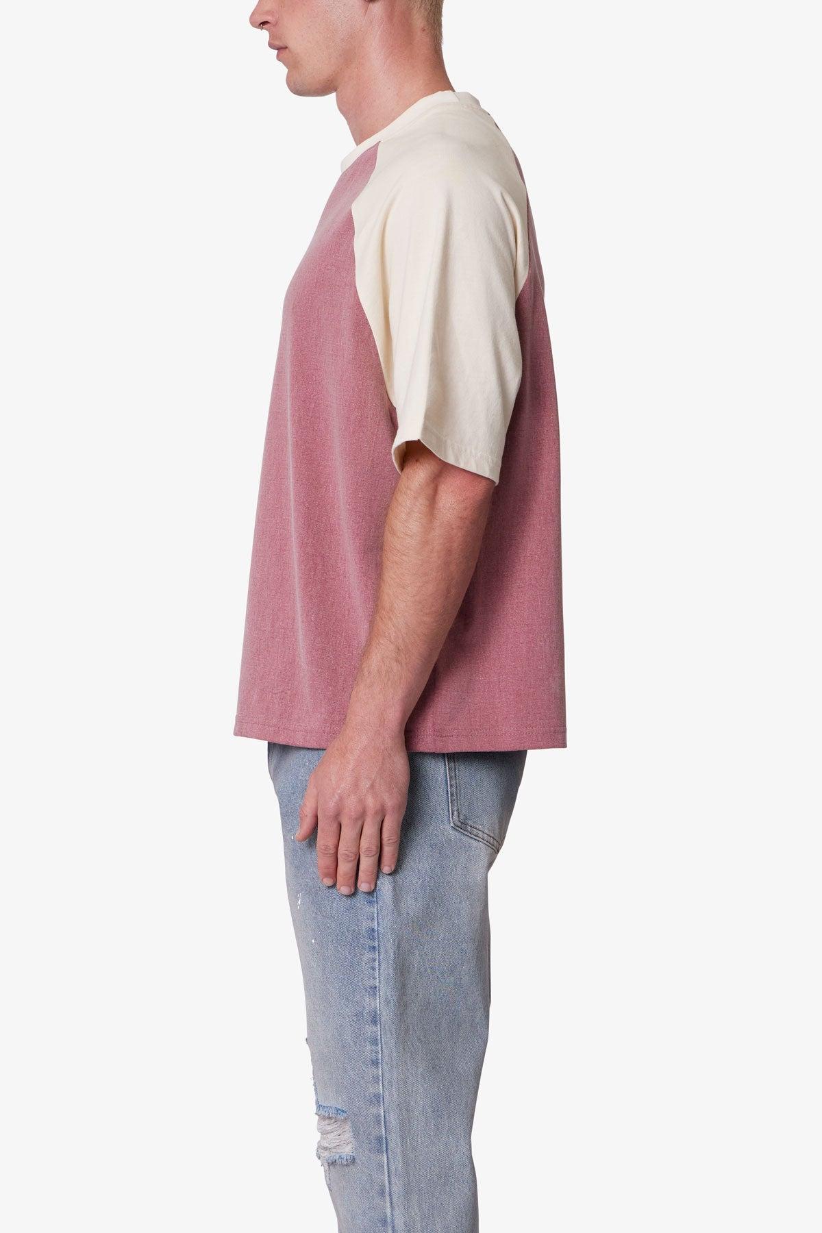 Contrast Raglan Tee - Burgundy/Off White Product Image