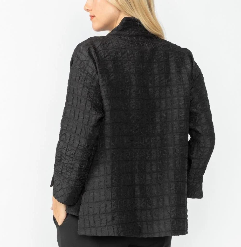 IC Collection Black Drop Sleeve Zip Jacket 6920J Product Image